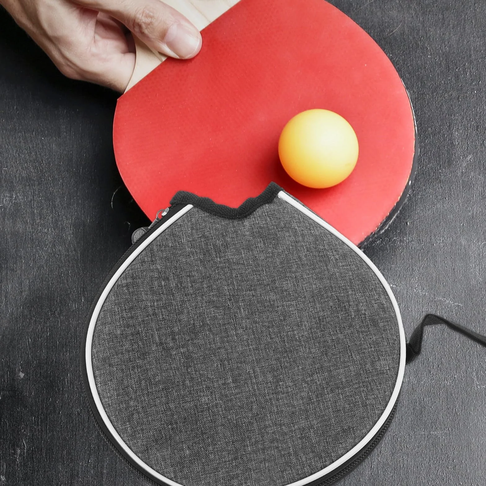 Toyvian Funda para Pala de Tenis de Mesa Semicírculo Gris Bolsa Almacenamiento Raqueta y Balones