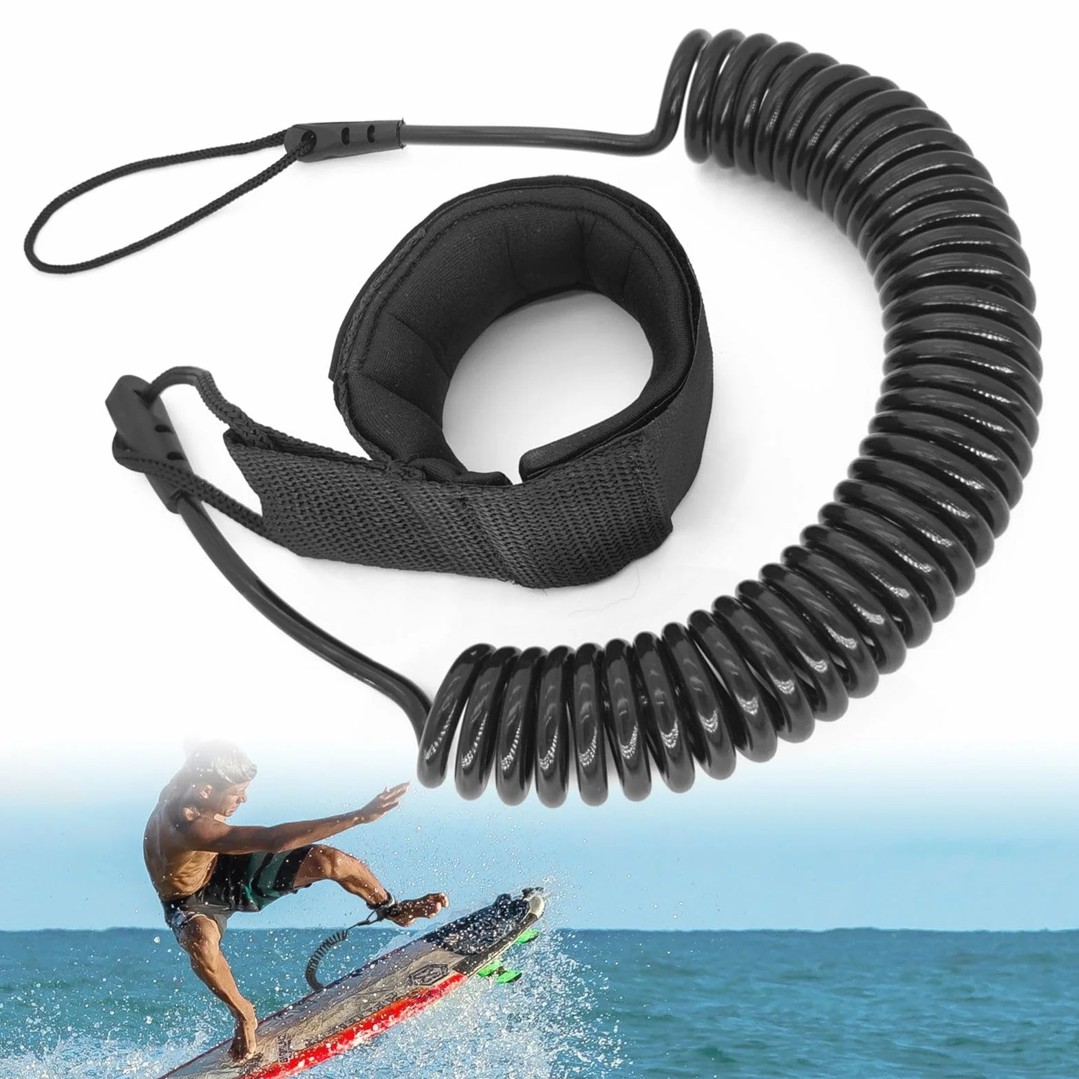 JEEZAO Correa de Surf TPU de 10 pies para Tabla de Surf, Kayak y Paddle de Pie