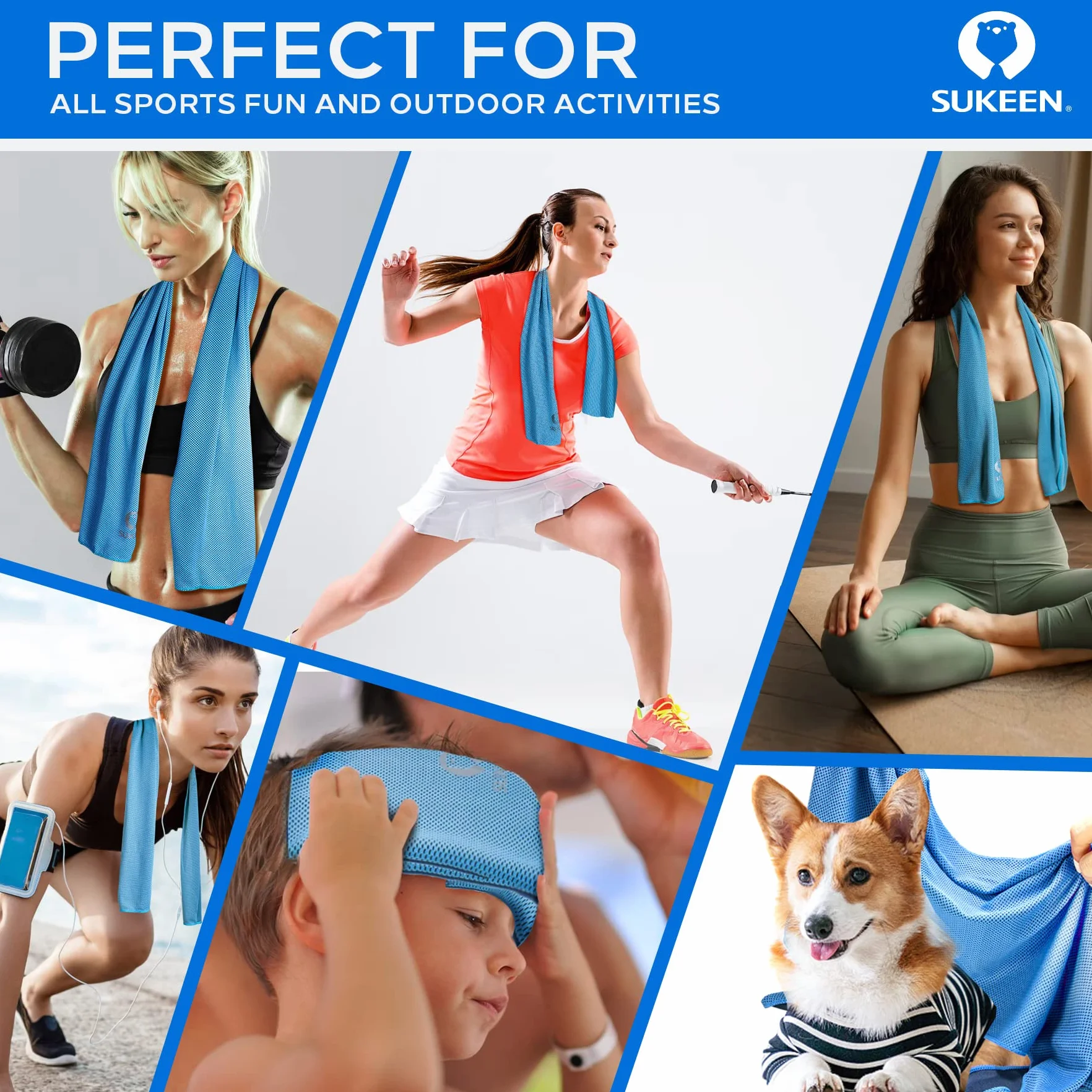 Sukeen Paquete de 4 Toallas de Enfriamiento, Suaves y Transpirables para Yoga, Deportes, Correr, Gimnasio