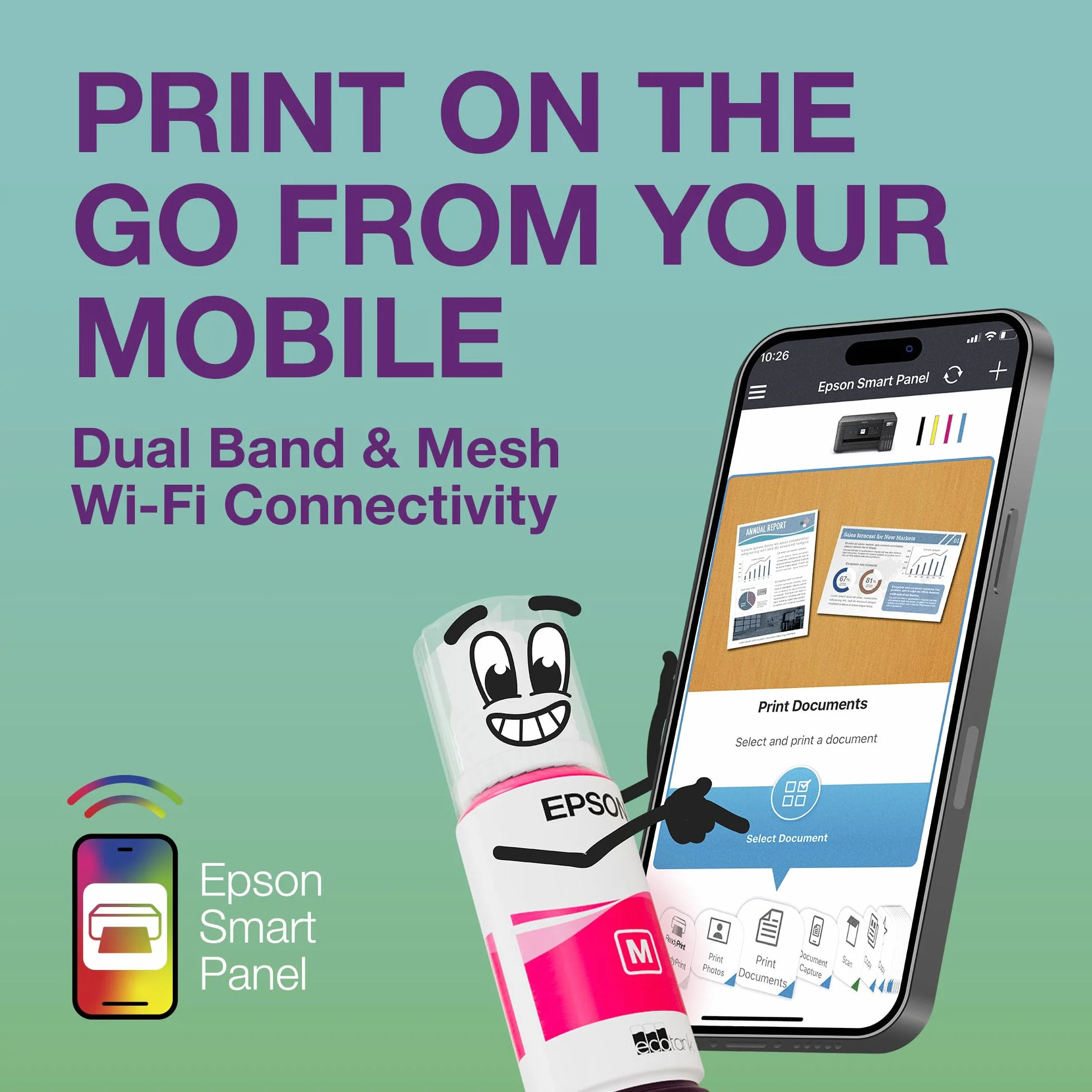 Epson EcoTank ET-3950 Impresora de Depósito de Tinta Wi-Fi A4 Doble Cara Imprimir Copiar Escanear Pantalla LCD 6,1cm ADF 30 Hojas Tinta Incluida