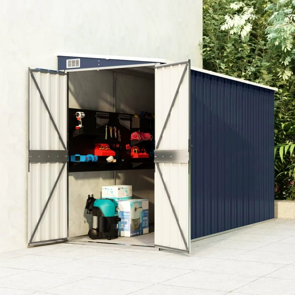 vidaXL Cobertizo para montaje en pared, acero galvanizado y metal, almacenamiento de jardín para herramientas, muebles, equipo, antracita, duradero, resistente a la intemperie y seguro