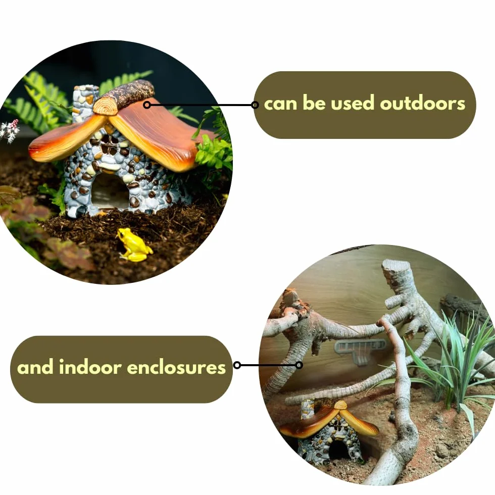 Garden Mile Casa de rana para estanque de jardín, accesorio de terrario de reptiles, escondites y cuevas de reptiles, casa de sapos, accesorios para reptiles, escondite de estanque grande, cueva