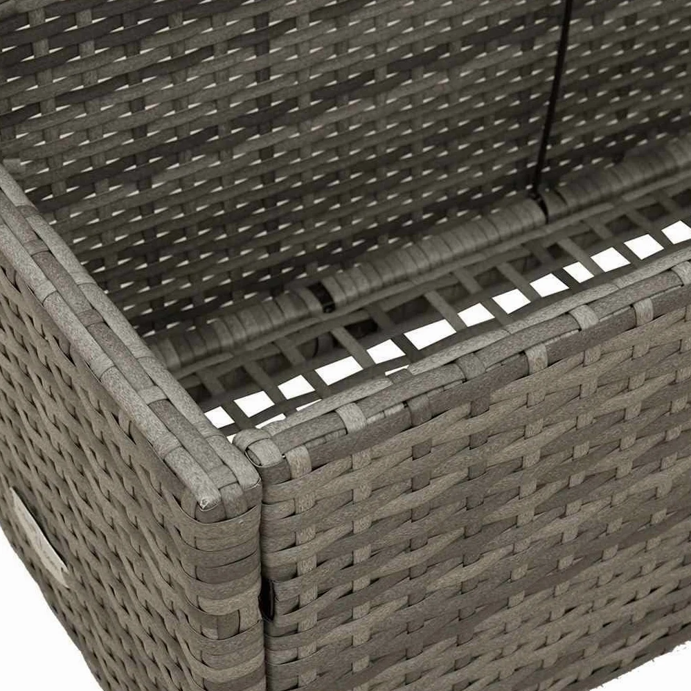 vidaXL Flotador a bordo piscina gris 110 x 100 x 57 cm de poliratán, depósito a bordo piscina, cesta de almacenamiento a bordo piscina, carro para piscina al aire libre