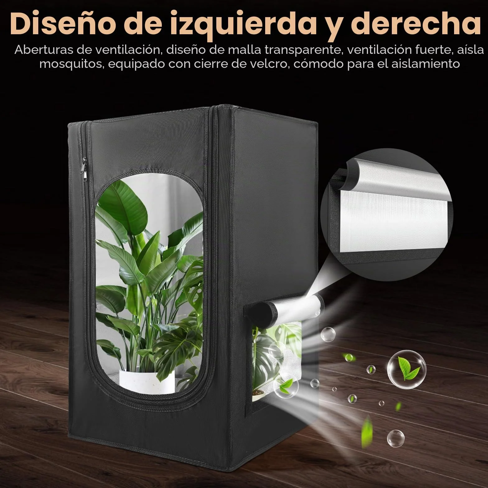 Pequeña tienda de cultivo 45 x 45 x 75 cm para sistema de cultivo hidropónico. Caja de cultivo 600D con mylar altamente reflectante. Un invernadero interior como caja de cultivo para el cultivo de