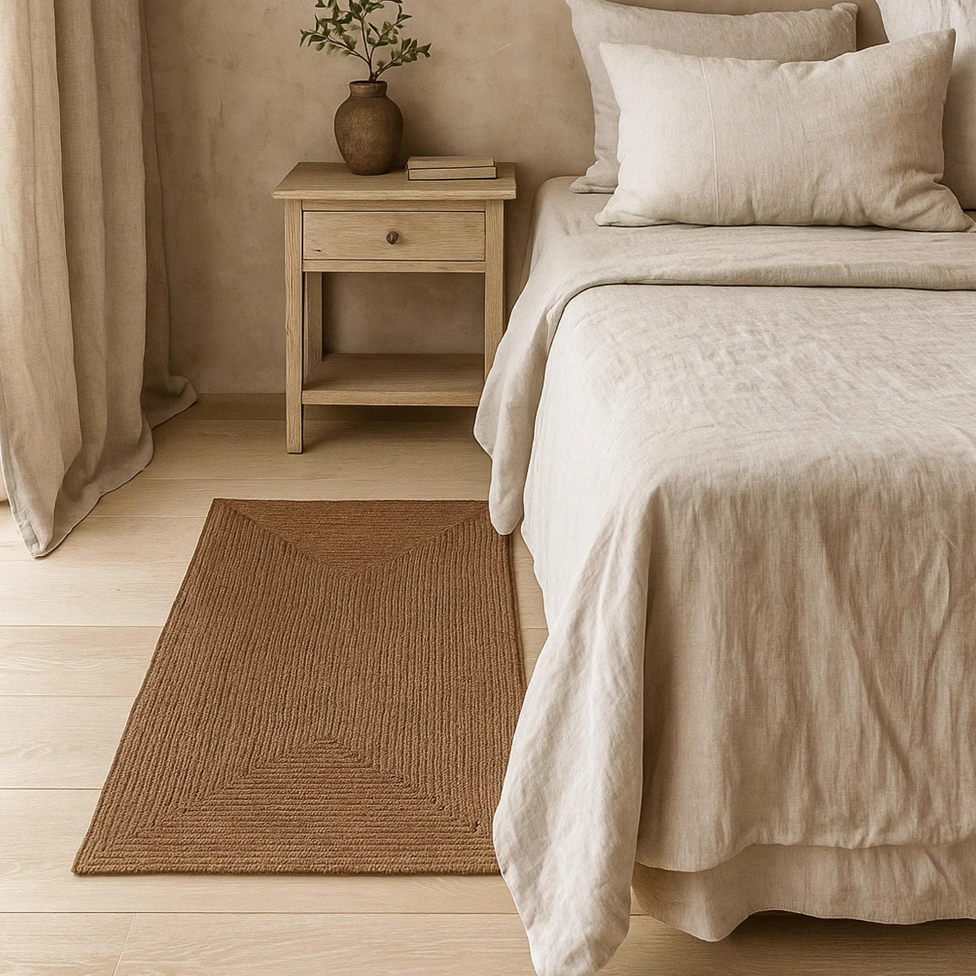 HAMID Alfombra Nansa Interior/Exterior Pet Reciclado – Lavable y Resistente al Agua – Ecológica y Sostenible – Ideal para Terraza, Jardín o Salón (110x60cm, Marrón)