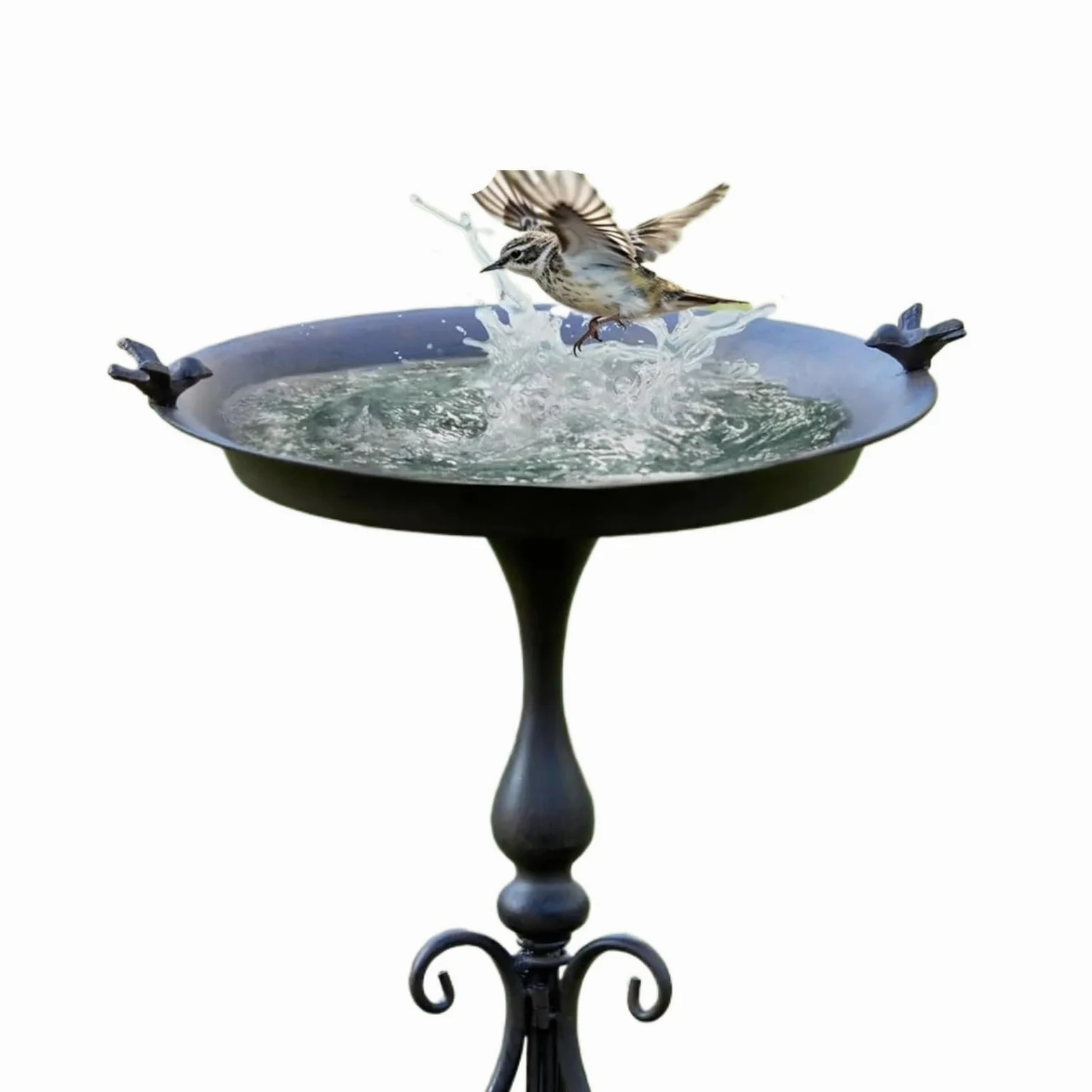 Metal Bebedero pajaros con Pie Baño for pájaros con Soporte, diámetro 18" Ancho x 28" Alto | Baños for pájaros for exteriores, Baños/comedero for pájaros de metal