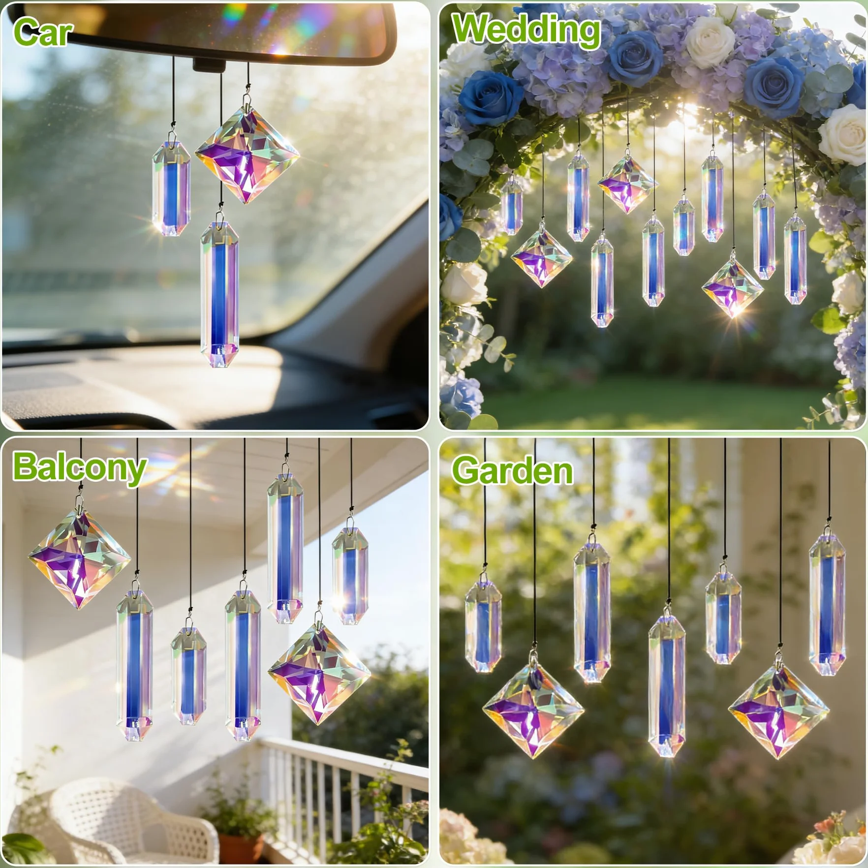 VEEKAY 7 Piezas Atrapasoles de Cristal,Colgante Suncatcher Ornamento, Sun Catcher para Ventanas y Jardines,para Casa, Jardín, Oficina