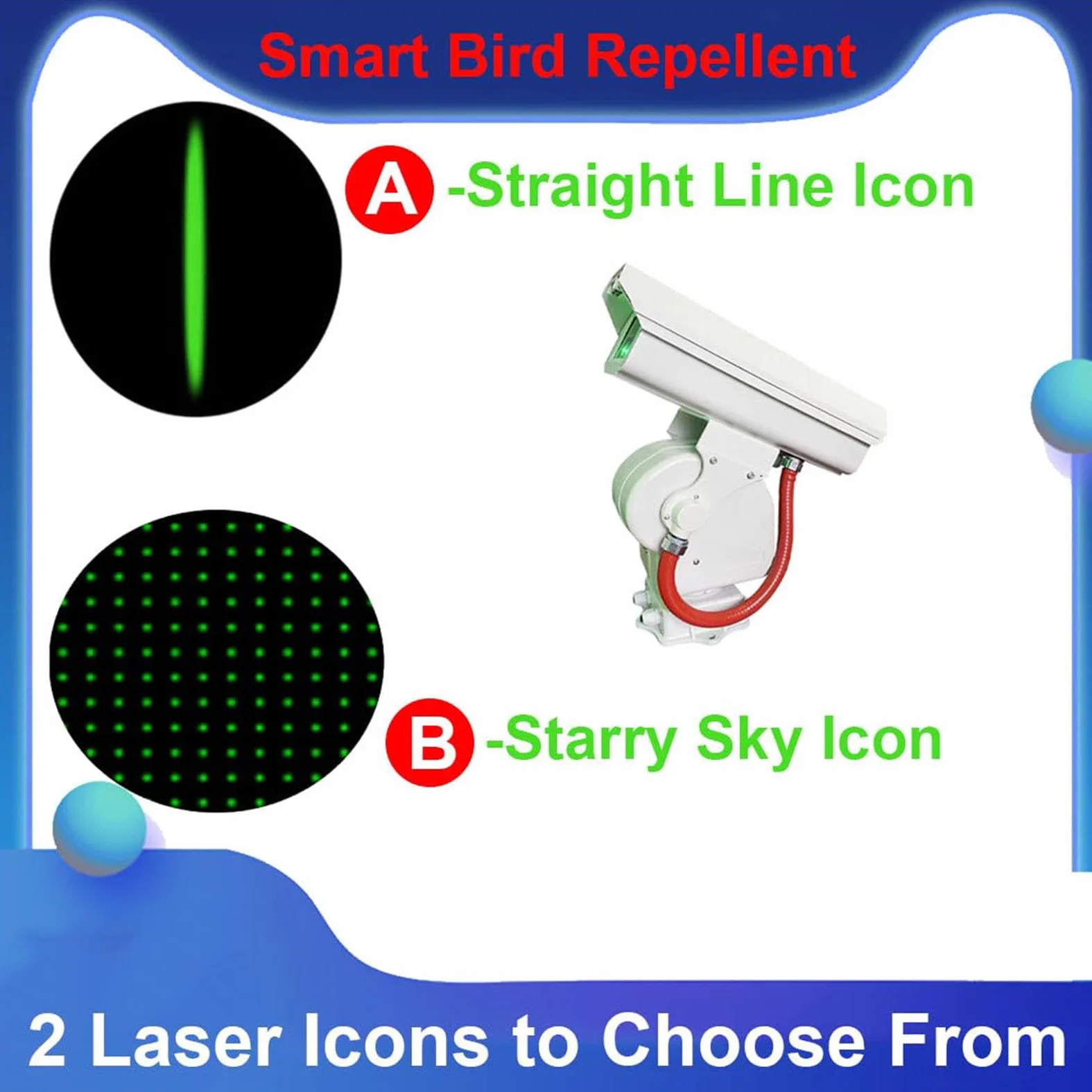 Espantapájaros Profesional La Ser,Dispositivo Automático Repelente de Aves con Rotación de 360°,Sistema Impermeable para Ahuyentar Palomas y Estorninos(Full Point(Asterisk))