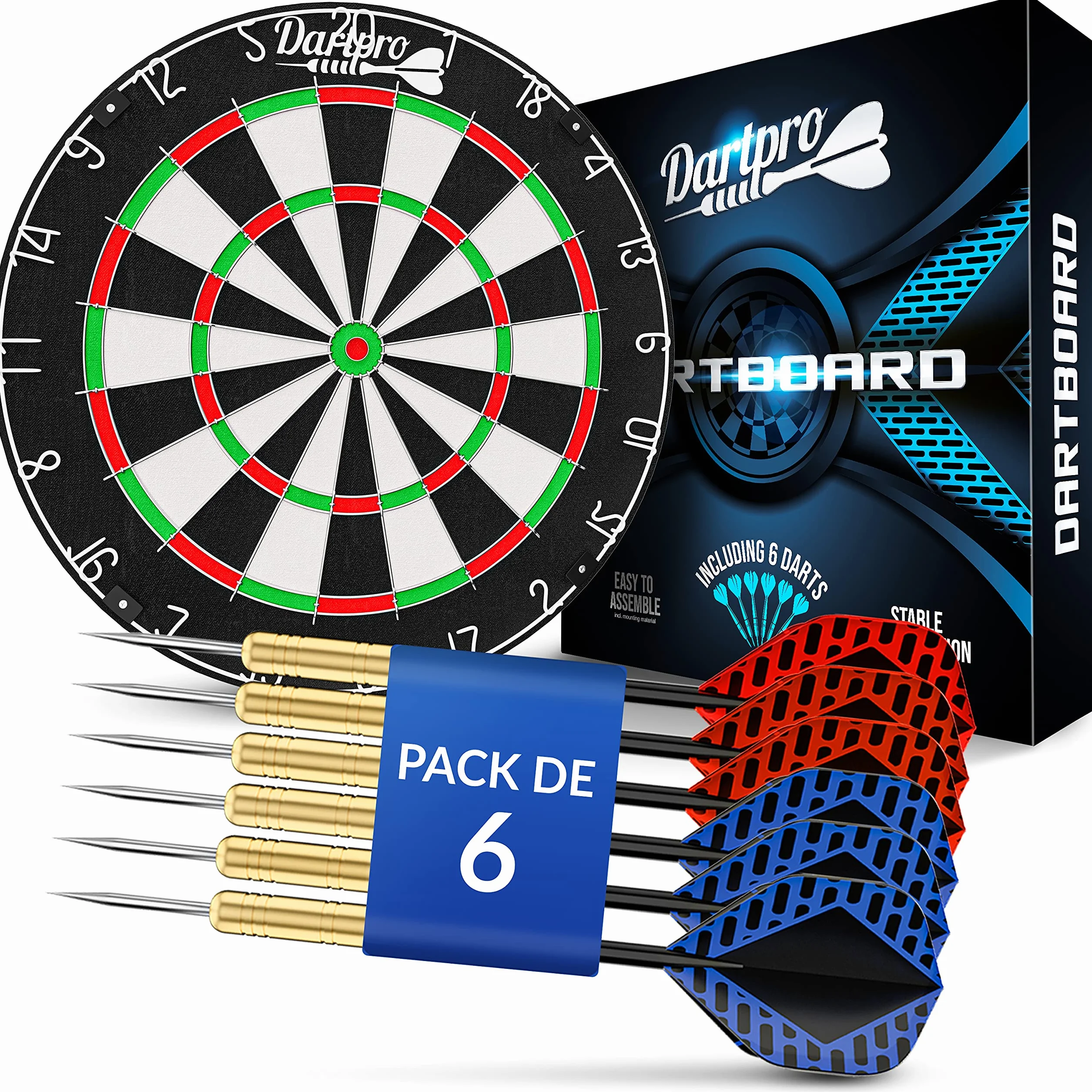 Diana de Sisal Autoreparable DartPro con 6 Dardos Profesionales