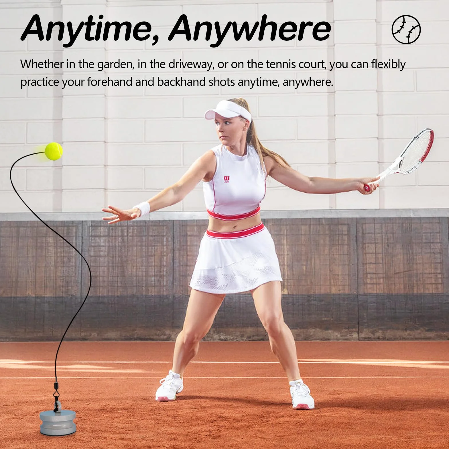 Set De Entrenamiento De Tenis con Base Metálica 1,2 kg y 2 Pelotas De Rebote