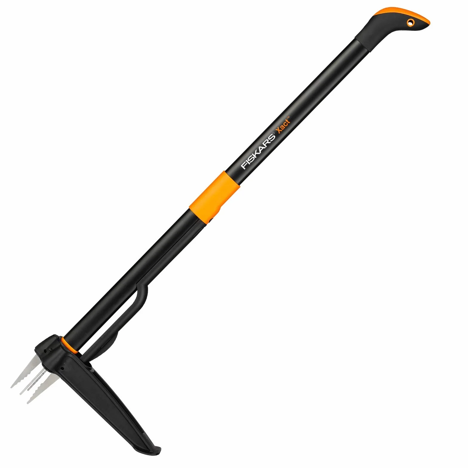Fiskars Extractor de maleza, Longitud: 1 m, Mango de acero inoxidable/Mango de plástico, Negro/Naranja, Xact, 1020126