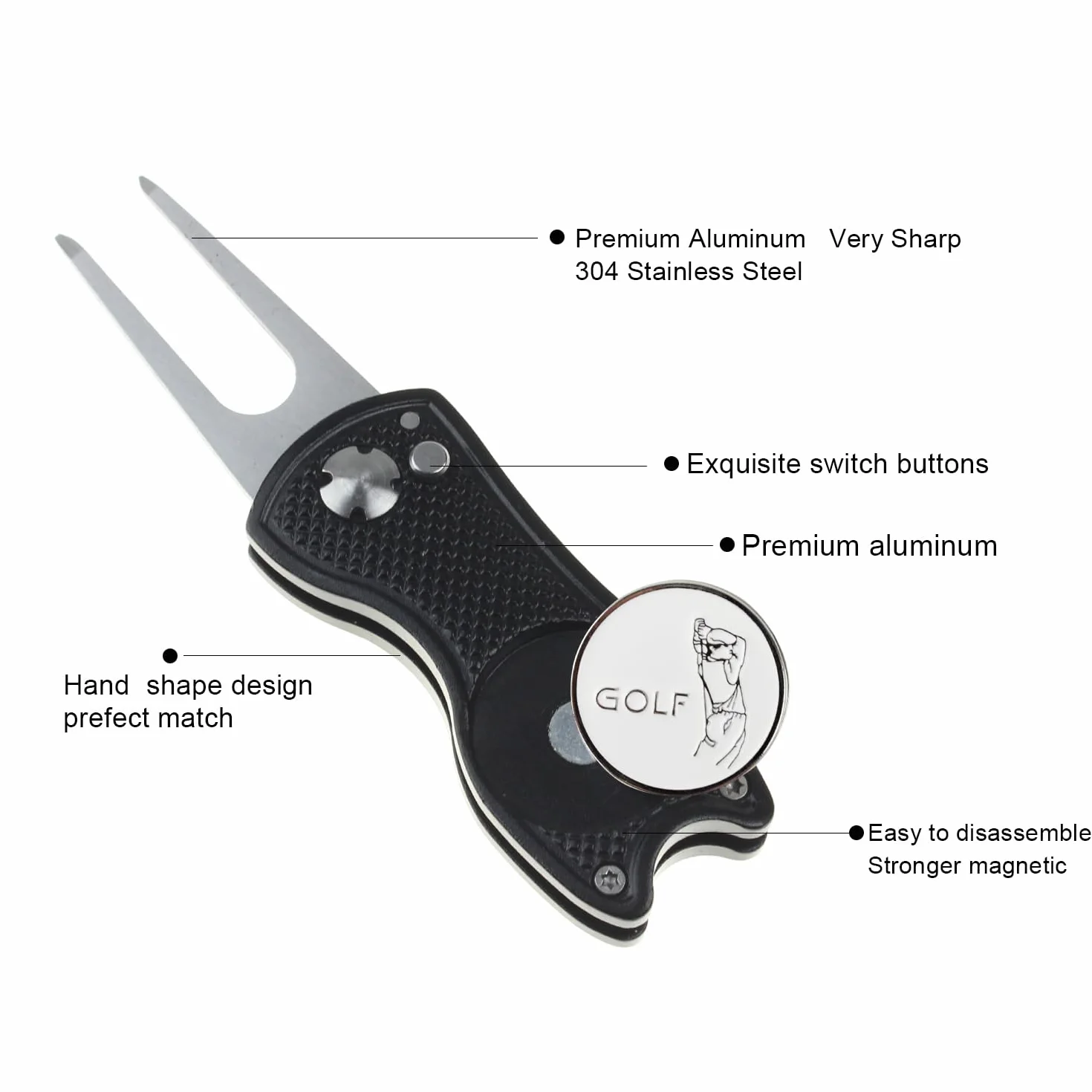 Crestgolf Golf Divot Tool con Botón Emergente y Marcador de Bola Magnética