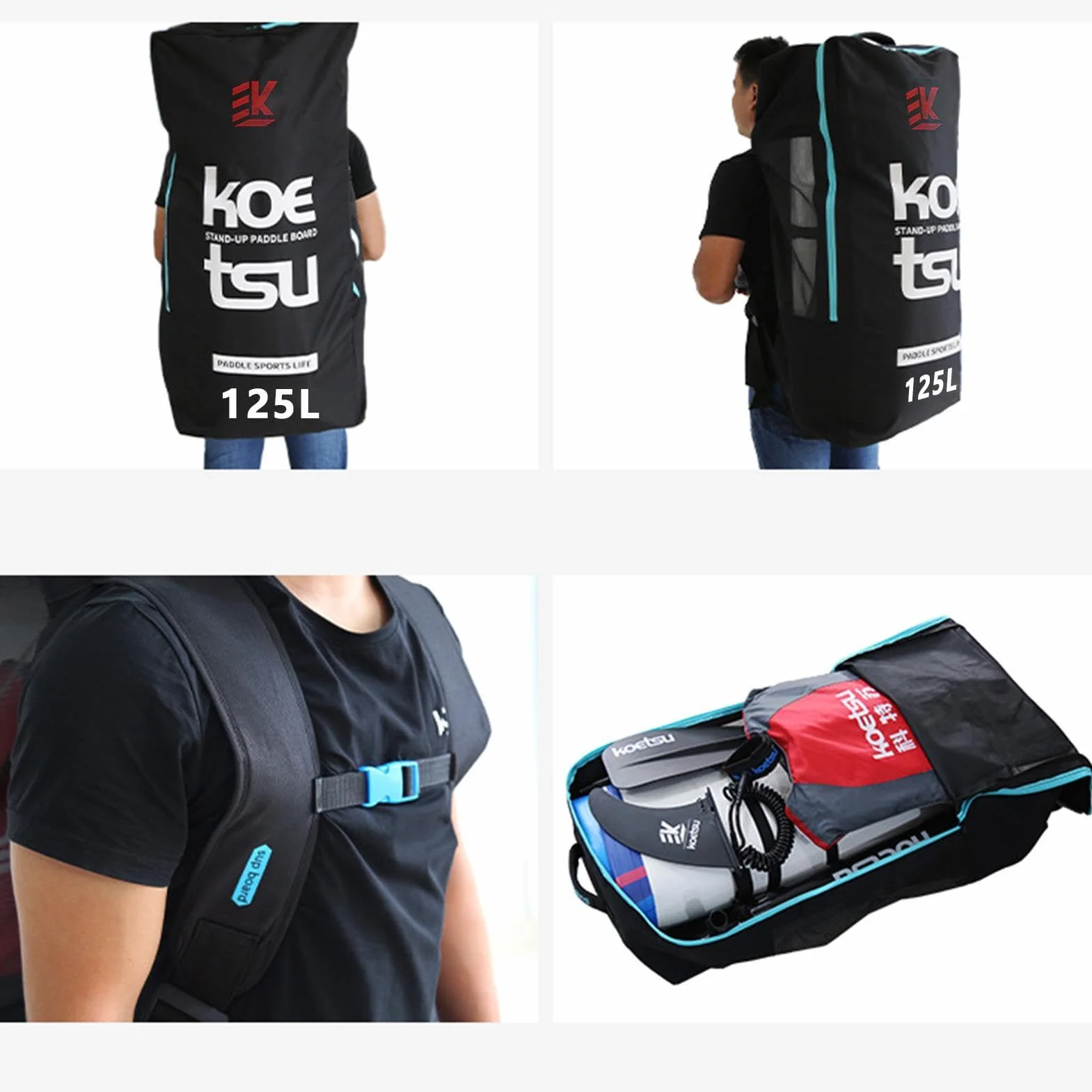 Bolsa para Tabla Paddle 125L, Impermeable Oxford, Cubierta Acolchada de Espuma para Surf y Kayak