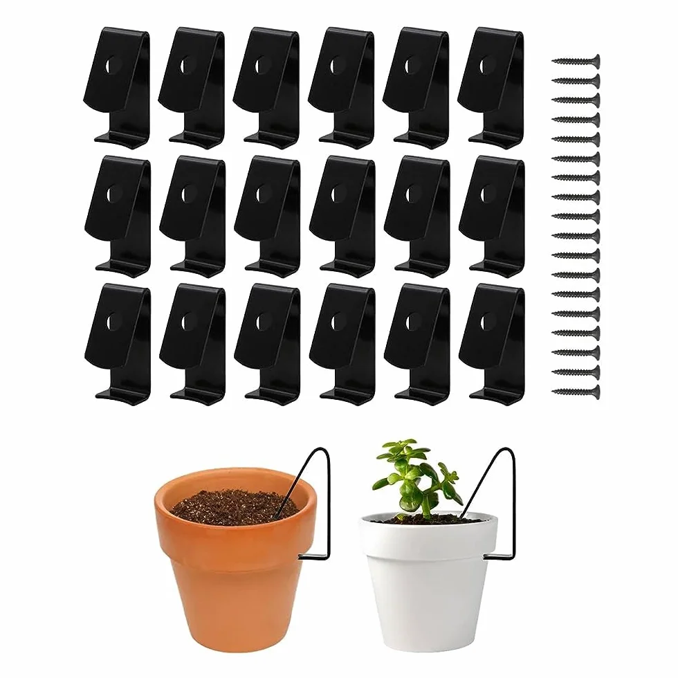 Qivine 18 Piezas Arcilla Olla Colgante, Resistente Terracota Flor Olla Clip, Oculto Cesta Colgante Titular Planta Gancho para 5-8 Pulgadas de Terracota Olla Maceta, Hasta 20kg