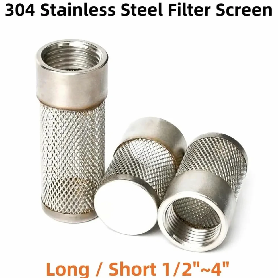 Filtro de Agua de Acero Inoxidable Duradero (1 Pieza) - Malla SS304 de 1/2" a 4" for riego, acuarios y mangueras de Bomba(4 In Short)