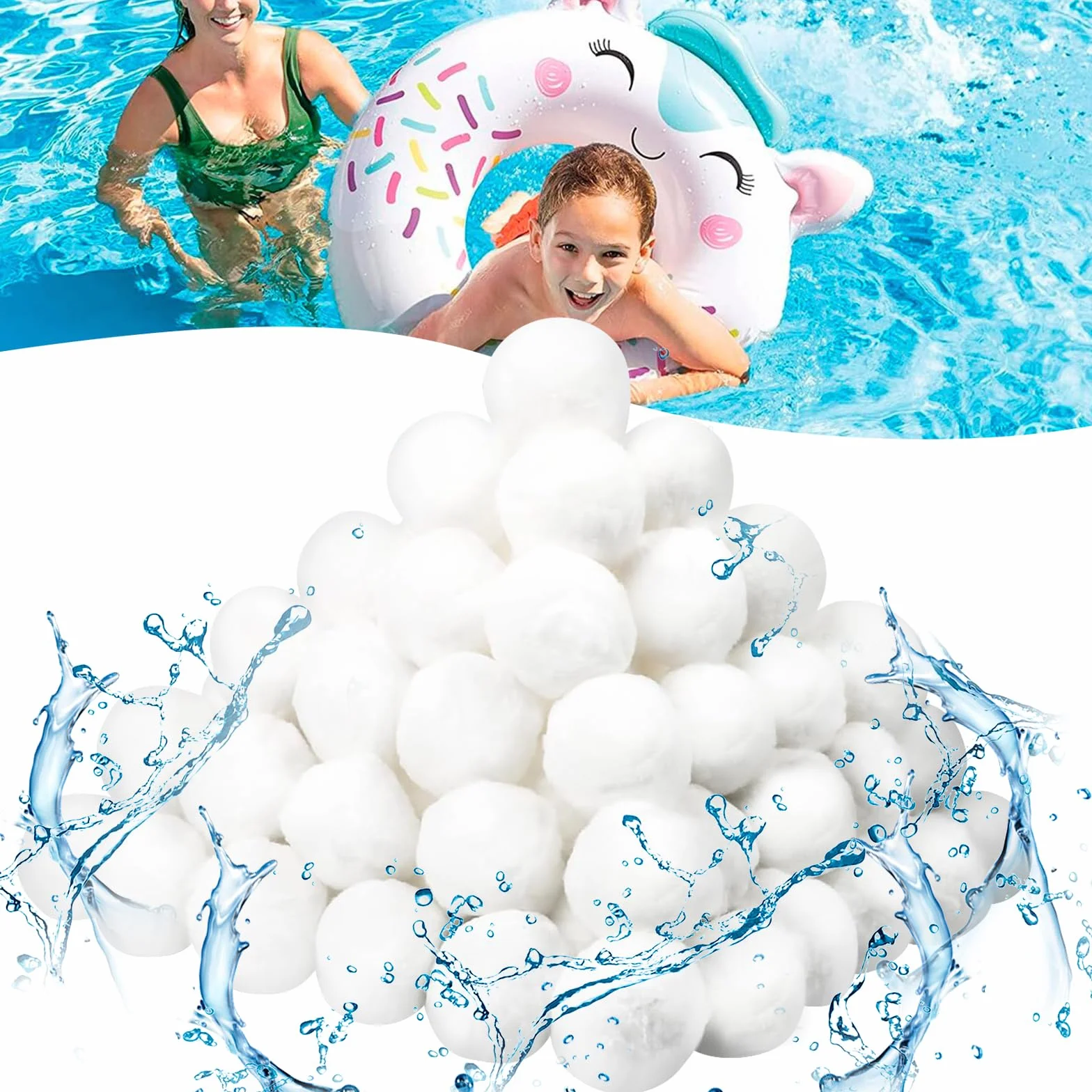 Zikenis 700g Bolas de Filtro de Piscina,Bolas de Filtro de Piscina,para filtros de Arena de Piscina, Sistemas de filtrado de Arena, Accesorios de Limpieza de Piscinas, Filtro de Arena para acuarios