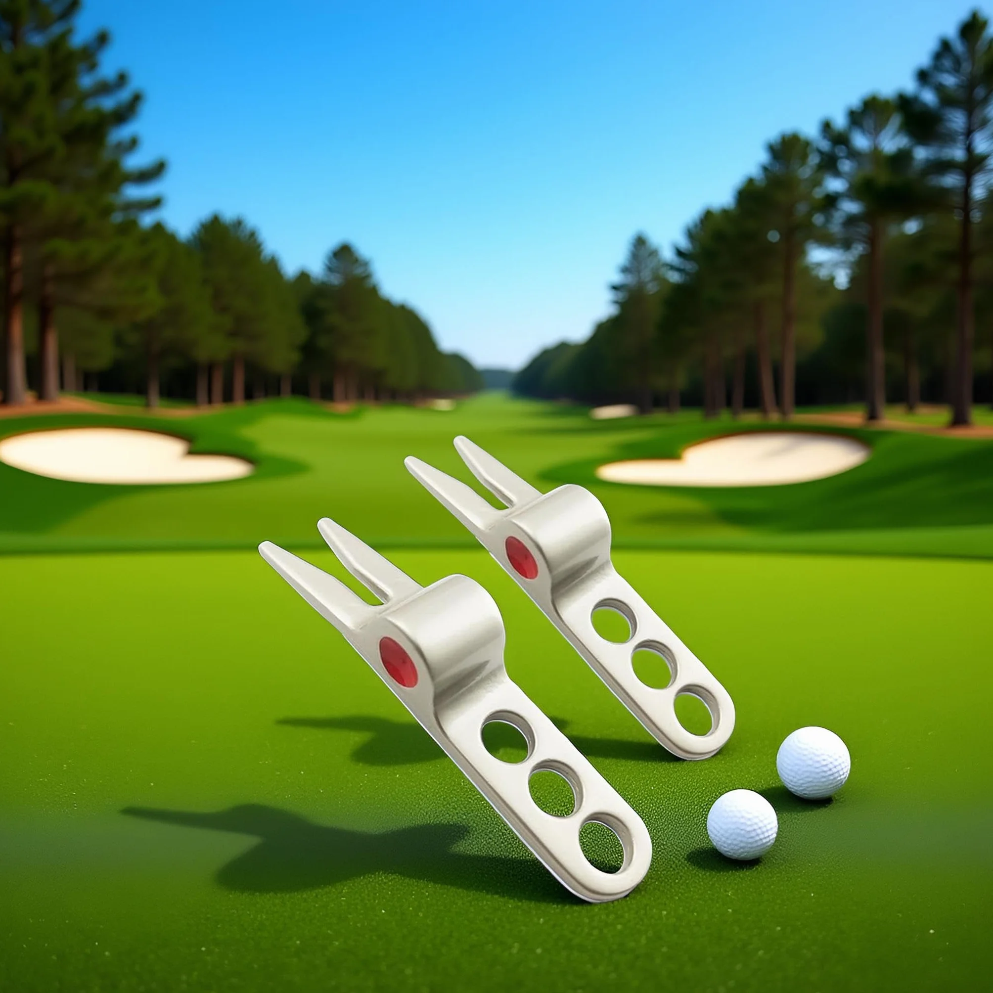 Herramientas de reparación de horquilla de golf plateadas compatibles con Cameron Scotty