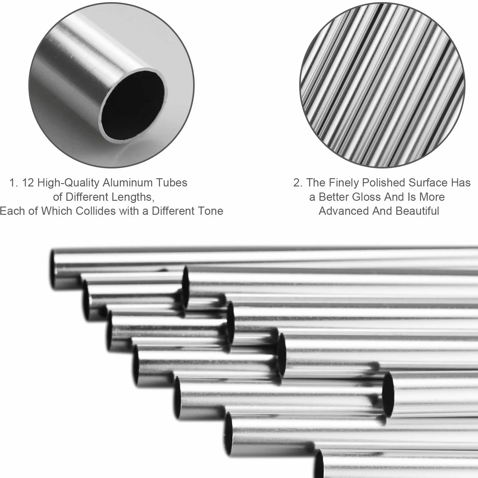 Carrillón de Viento, Campanillas de Viento, con 12 Tubos de Aluminio, Campanas de Viento, Campanilla eólica de jardín de Metal, Carrillon de Viento Exterior, para Jardin Balcón Hogar Decoracion