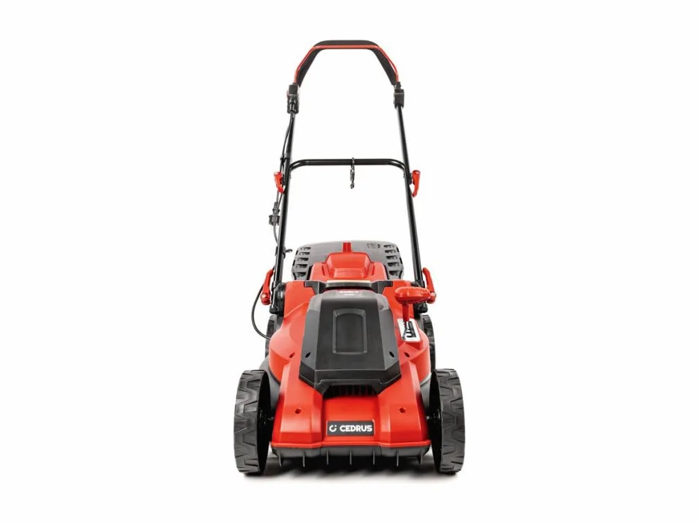Hahn & Sohn Cedrus CEDKE40 - Cortacésped eléctrico, 1800 W, Ancho de Corte de 40 cm, Cesta de Recogida de 45 L, Ajuste de Altura, silencioso, cortacésped eléctrico, jardín, Ligero