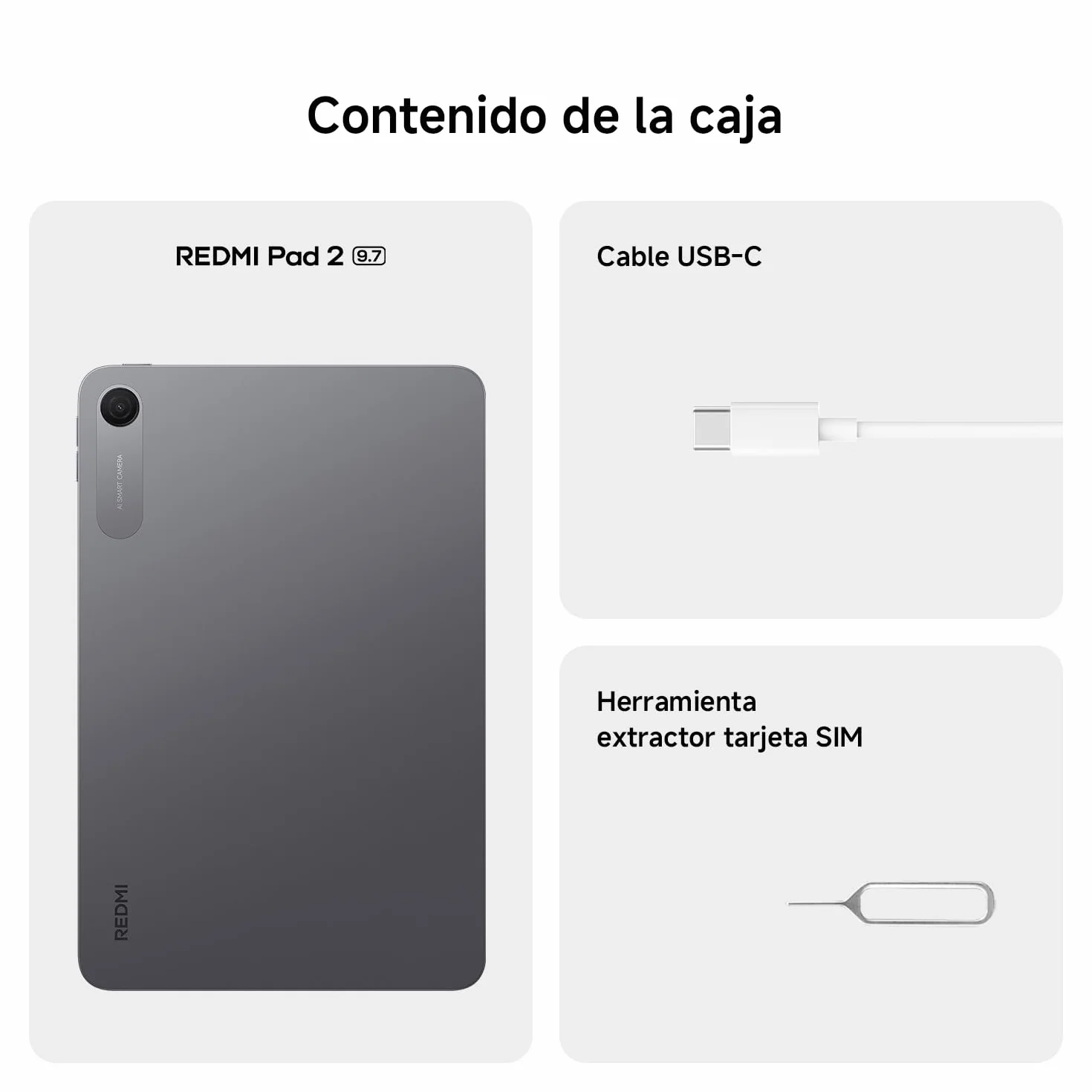 XIAOMI REDMI Pad 2 Tablet 9,7" 4+64 GB Pantalla 2K 120 Hz Snapdragon 6s Gen 2 Batería 7600 mAh Gris Grafito