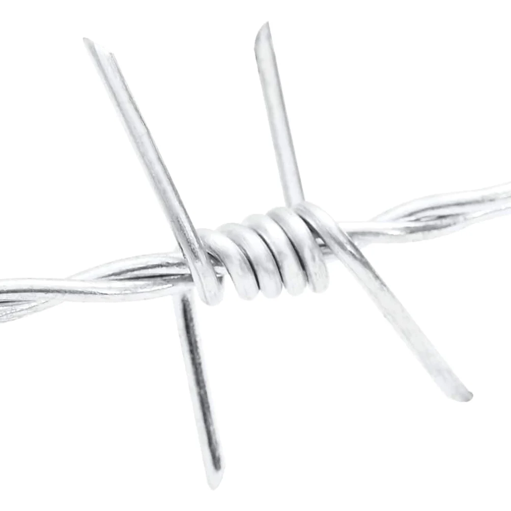 Alambre de púas de 500 m, rollo de alambre de acero galvanizado, diámetro de 1,6 mm, 2 hilos, 4 puntas, distancia entre espinas de 100 mm, para jardín, valla de pasto, protección para plantas