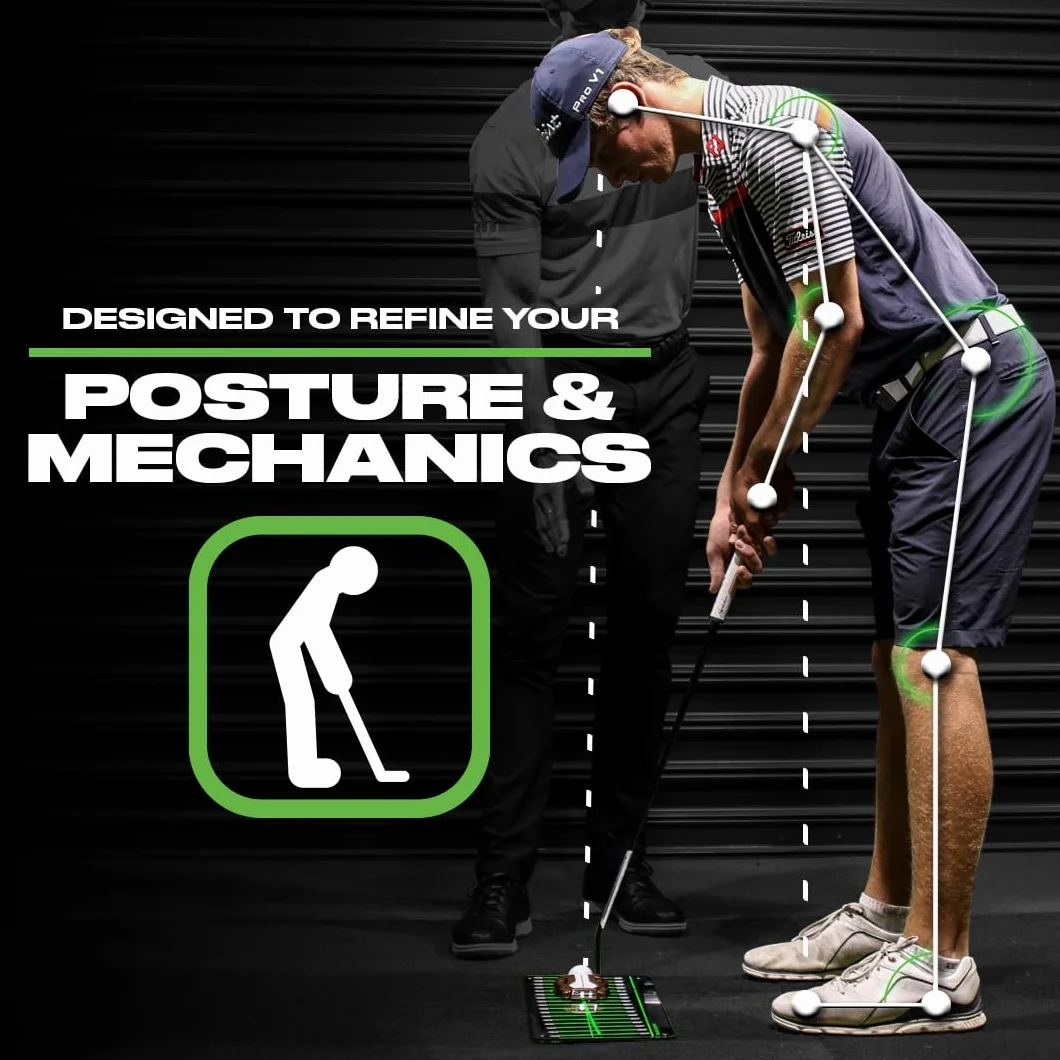 BACK 2 BASICS Golf Espejo de práctica de putter, herramienta de alineación de doble cara, portátil