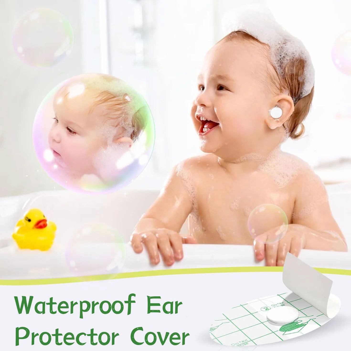 Pegatinas Impermeables para Oídos 100pcs Protector Orejas Suave Hipoalergénica 6.8×4.4cm Natación Ducha Baño Deportes Acuáticos