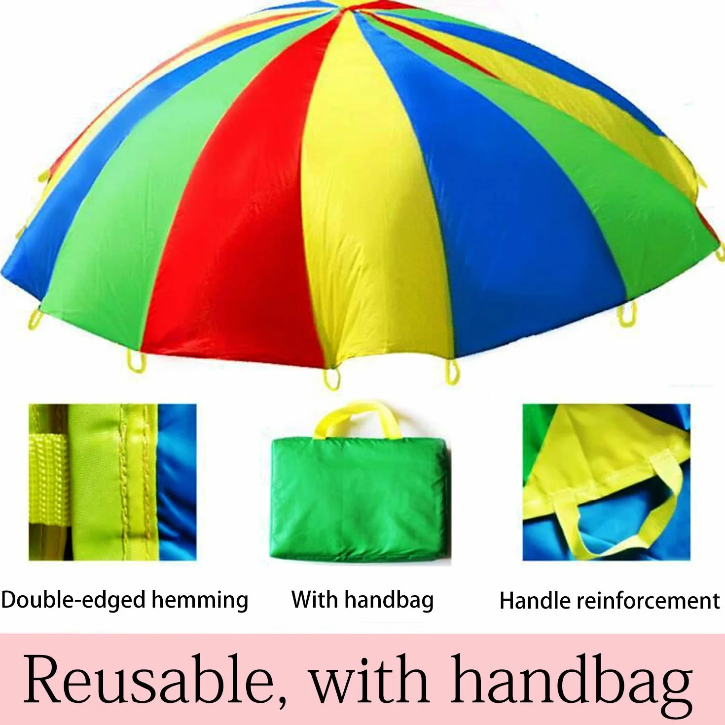 Paracaídas de Juguete 3,5 m Multicolor para Niños y Familia con Bolsa de Transporte