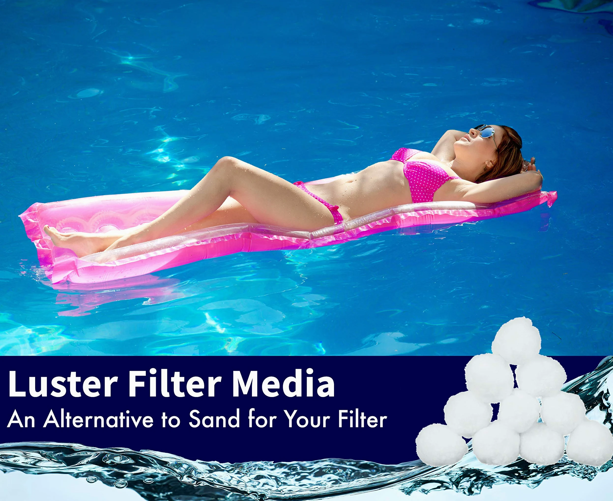 Rx Clear White Luster - Filtro ecológico para filtros de arena de piscina, alternativa a la arena y al vidrio filtrante, filtra partículas de 5 a 3 micras