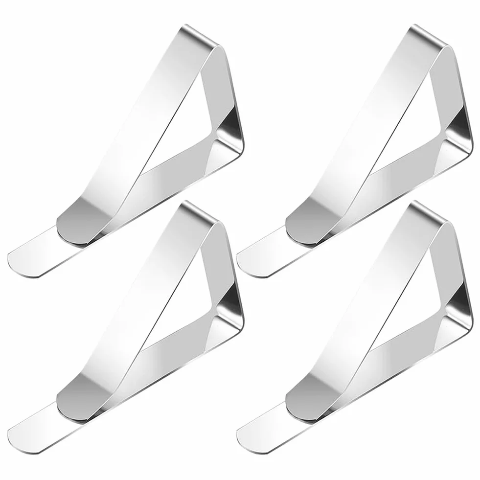 4 clips para mantel, pinzas para mantel, abrazaderas de acero inoxidable, soportes ajustables para manteles para interiores y exteriores, picnics, fiestas, bodas, cenas, escuela