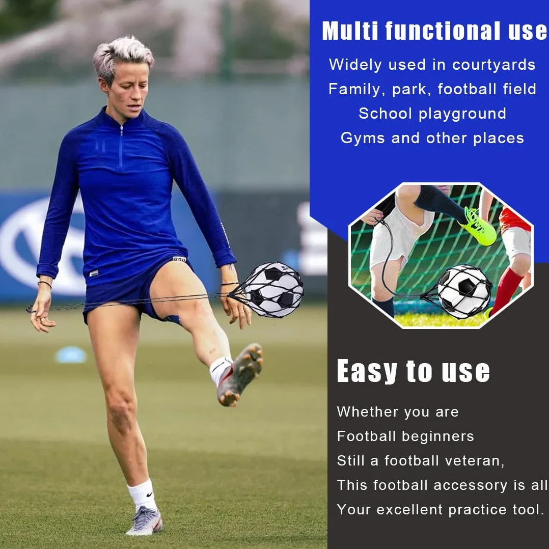 SGERUFZ Fußball Kick Trainer Neto, Neto de Bolsa de Balón Solo Soccer Kick Práctica Ayuda de Entrenamiento Neto de Retorno de Entrenamiento para Niños Jóvenes Adultos Ejercicios de Patada
