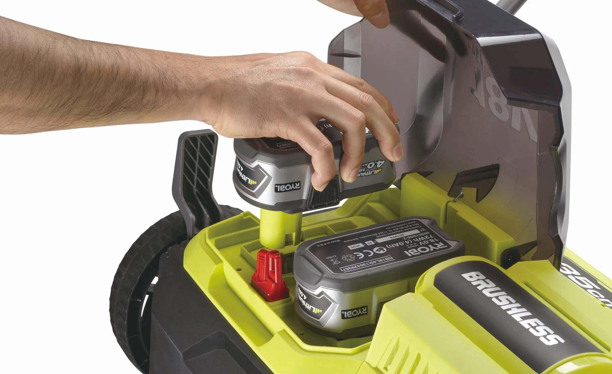 RYOBI - Escarificador Brushless Inalámbrico 36V One+ (2 x 18V) - Ancho 35cm - 4 Posiciones de Trabajo - Rodillo con 16 Cuchillas - Empuñadura Ajustable - sin Batería ni Cargador - RY18SFX35A-0