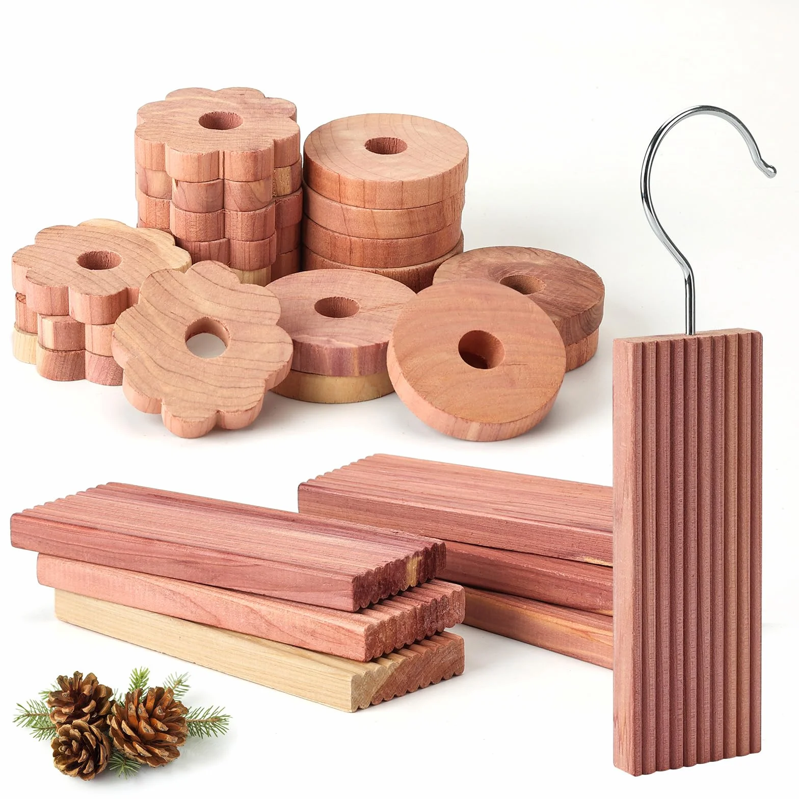 Yizhet Cedro Antipolillas, 26 Piezas Madera de Cedro contra Polillas Natural, Protección Antipolillas para Ropa, Armarios, Ambientador, Perchas, Cajones
