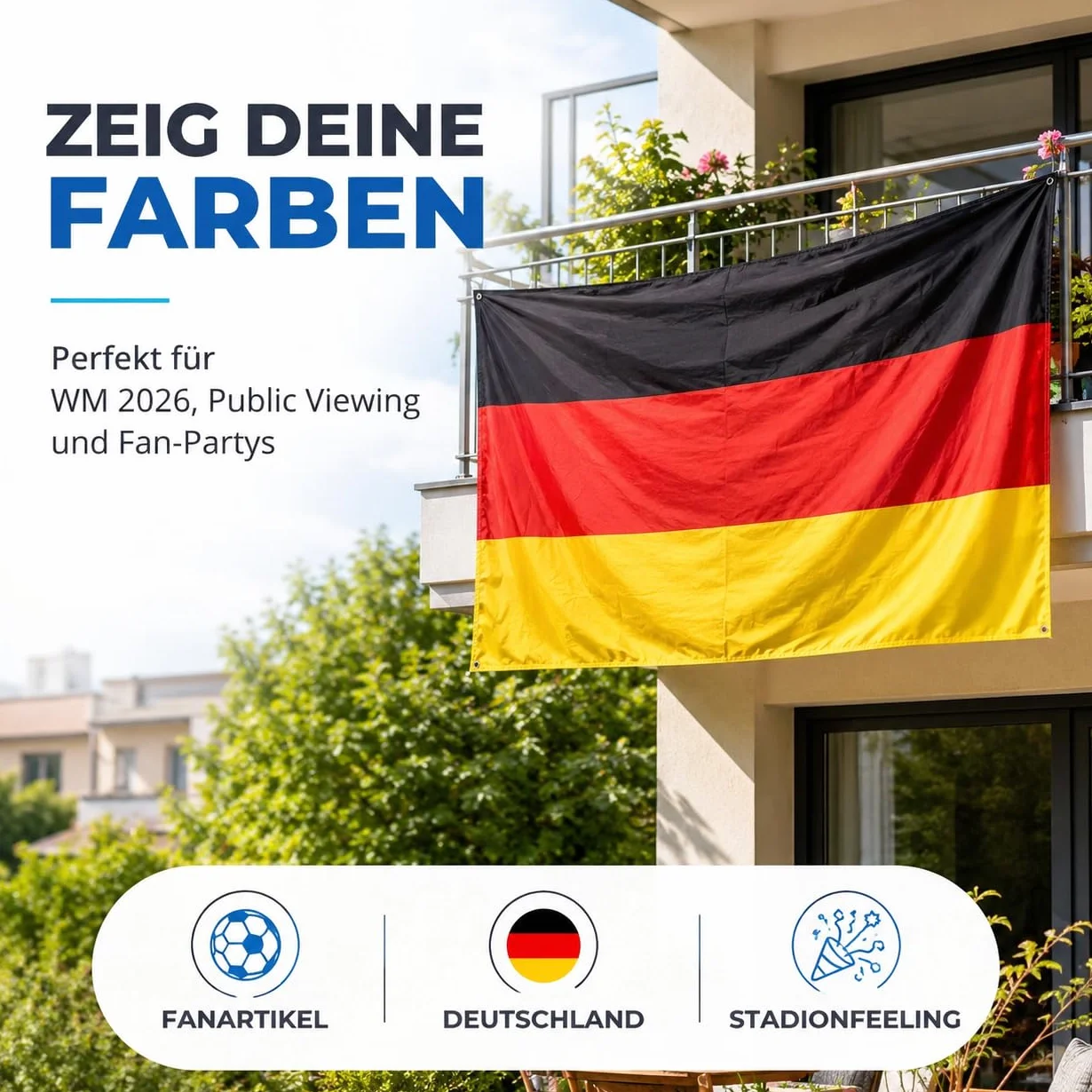 Banderas de Alemania (150 x 90 cm) en negro, rojo y oro, con ojales para colgar, ideal para la Copa del Mundo 2026, incluye 1 planificador de partidos A3.