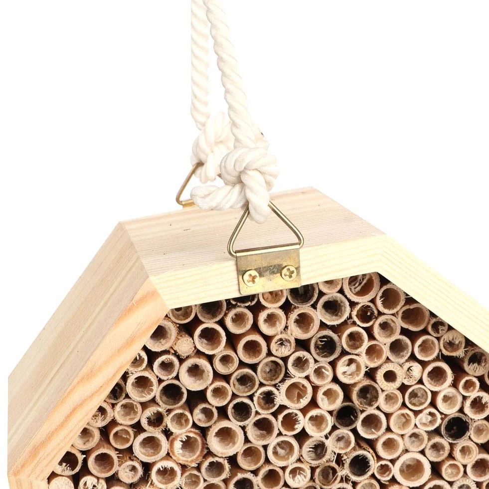 Yctze Bee House, 16 * 16 * 9 Insecto de Madera Bee House Wood Bug Room Hotel Nesting Box para Decoración de Jardín Al Aire Libre