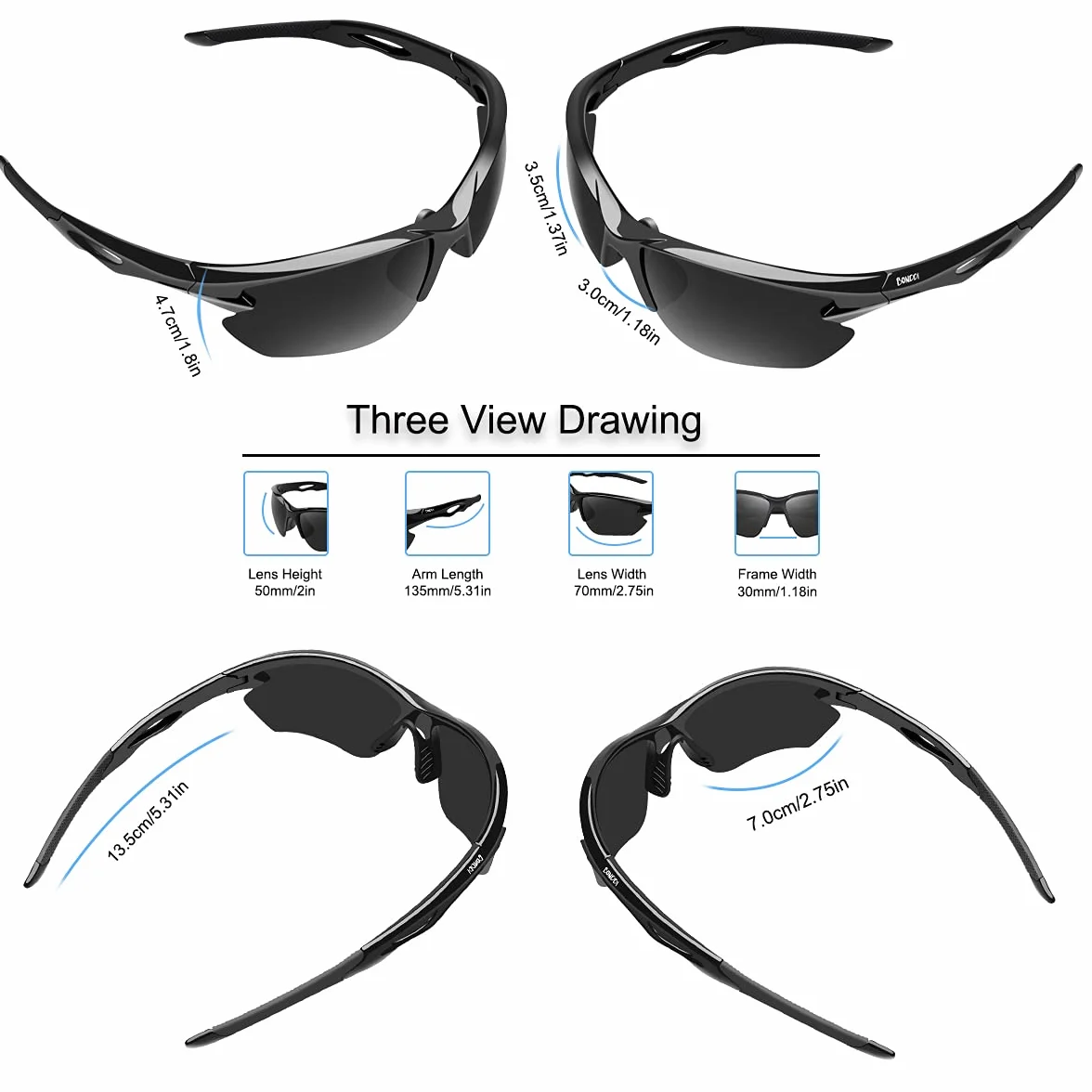 Gafas de Sol Deportivas Polarizadas UV400 TR90 para Hombre Mujer Ciclismo Pesca Golf Running