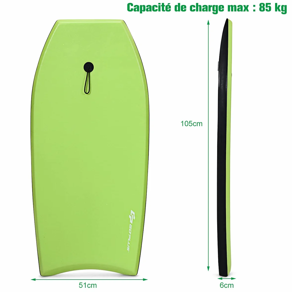 GOPLUS Bodyboard 105 cm Tabla de Olas Ultraligera Resistente 37''/41''