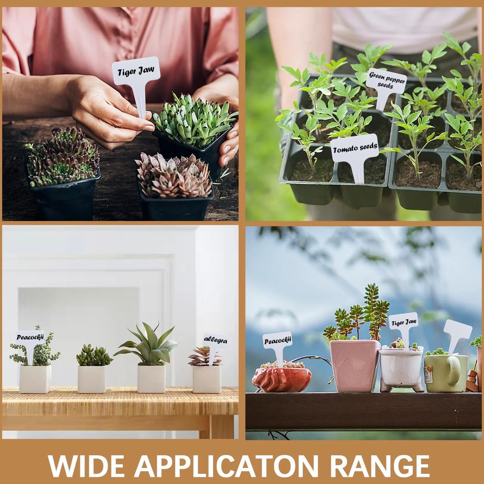 Juego de 100 etiquetas para plantas, etiquetas plantas, plastico para huerto con marcador blanco incluido. Adecuado para jardines, huertos o granjas.