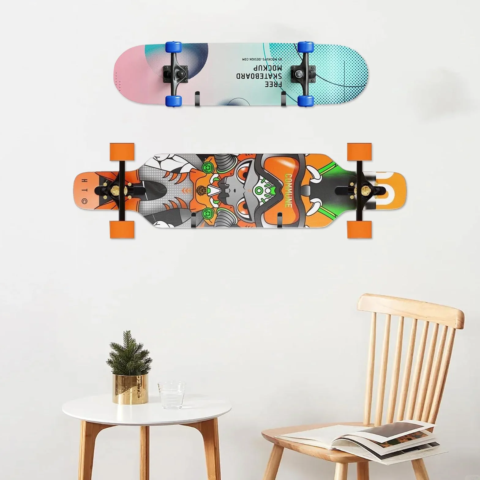 Soporte de Pared para Snowboard, Estante de Exhibición para Esquís, Tablas de Snowboard, Longboards y Patinetas, 4 Piezas