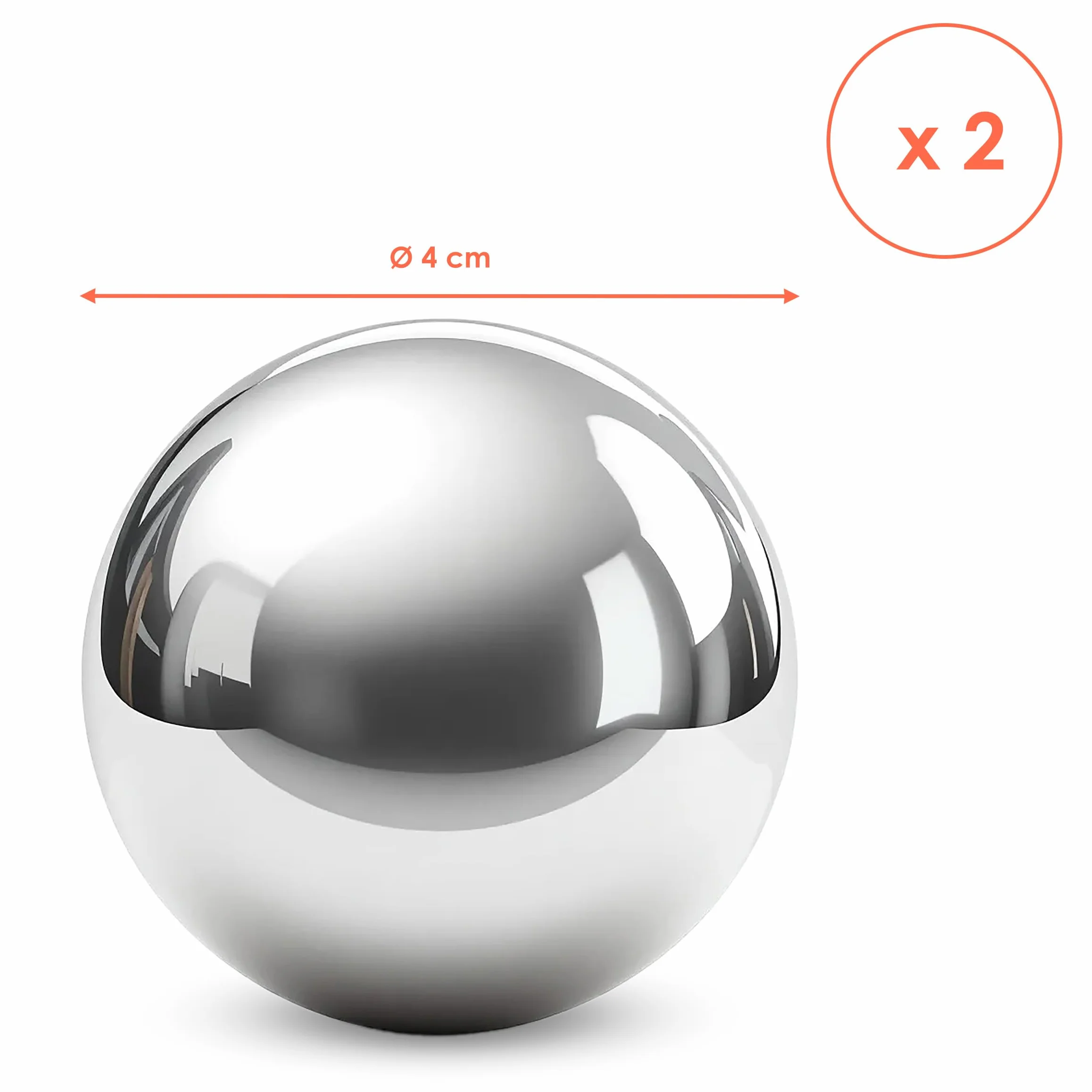 Bola decorativa de acero inoxidable plateado brillante para fuentes ornamentales de 6/4/2 cm – Juego de 6 – Bola hueca de metal para fuentes decorativas – Bola de metal para jardín – Bola de metal