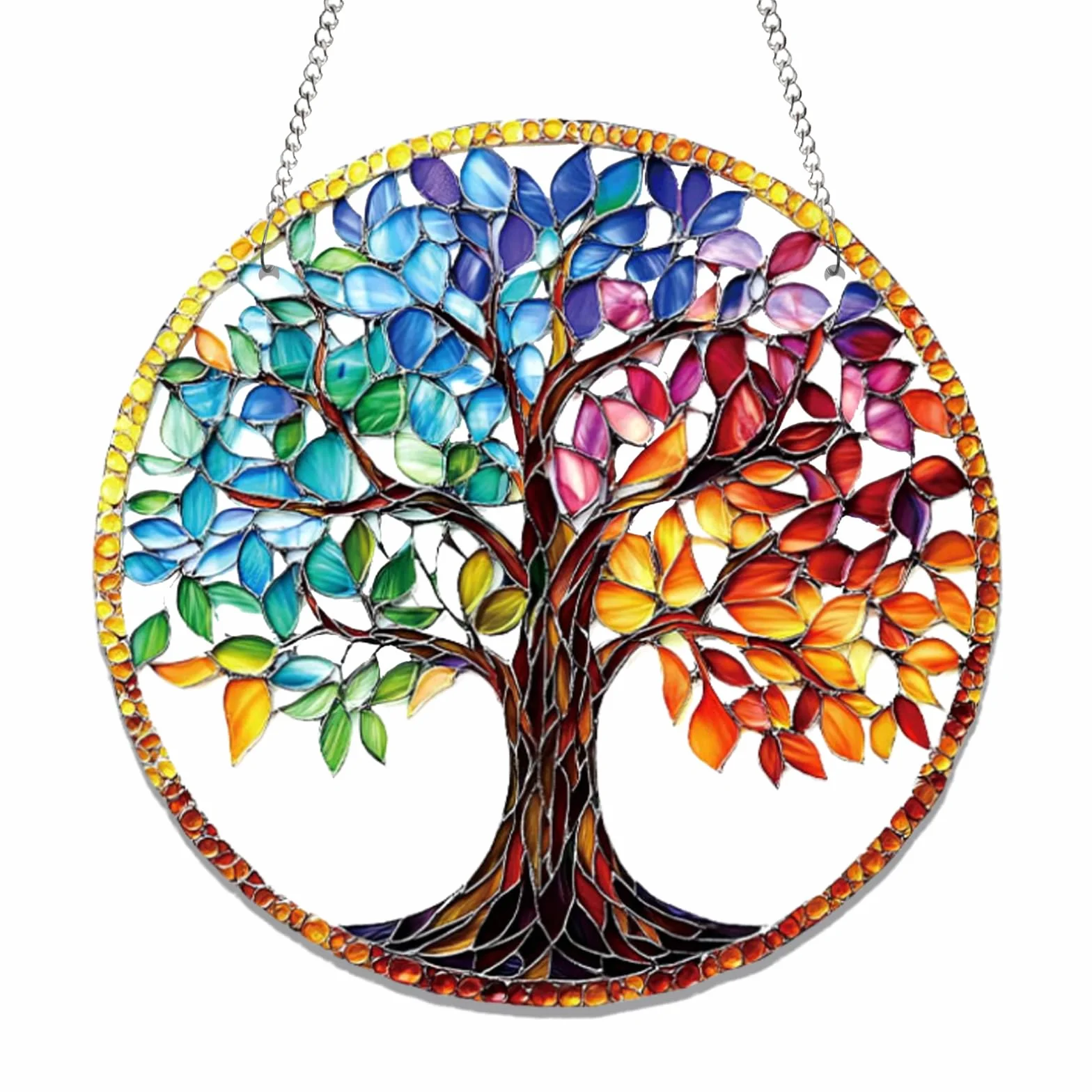 Atrapasoles de Acrílico 20 x 20 cm, Árbol Colorido Colgante Decoración para Ventana, Atrapasueños Sun Catcher para Ventanas Sala de Estar Terrazas Paredes Interior Balcón Jardines