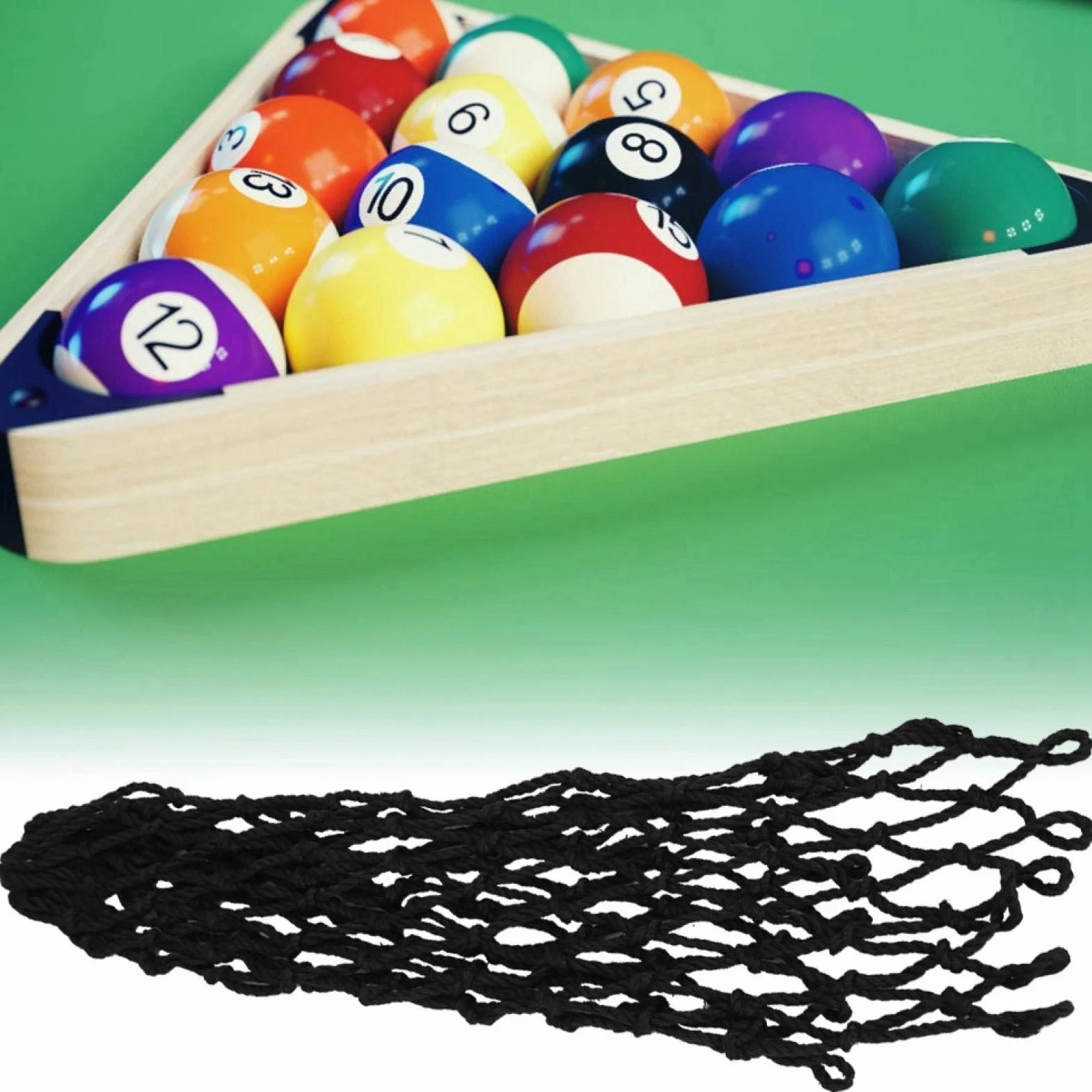 Bolsa de Malla de Billar de Nylon 6PCS Set para Mesa de Billar Negro