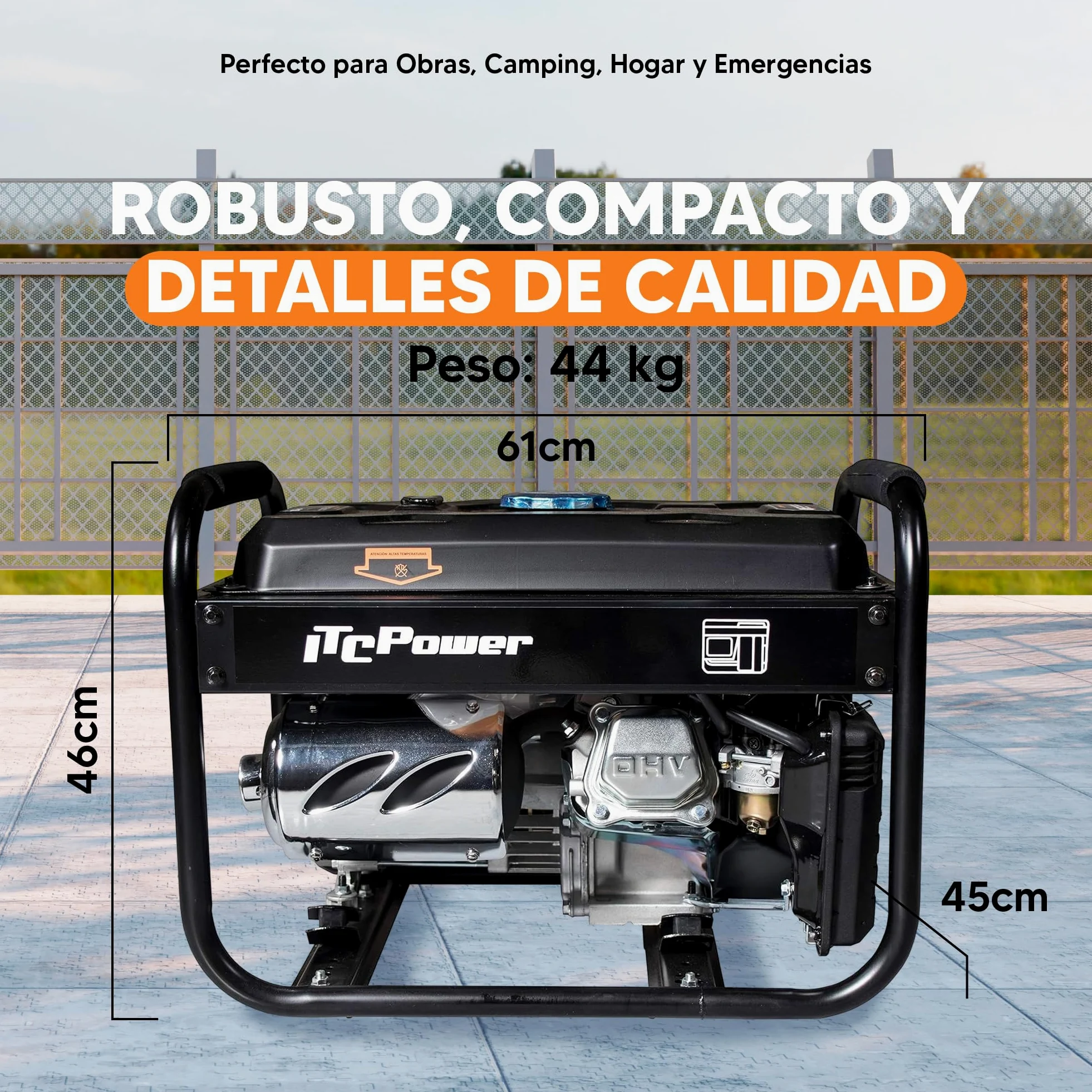 ITCPower Generador Gasolina Silencioso 2,8KW para Emergencias Domésticas - Generador Eléctrico Portátil 230V para Herramientas y Camping - Generador 4 Tiempos con Gran Autonomía y Bajo Ruido