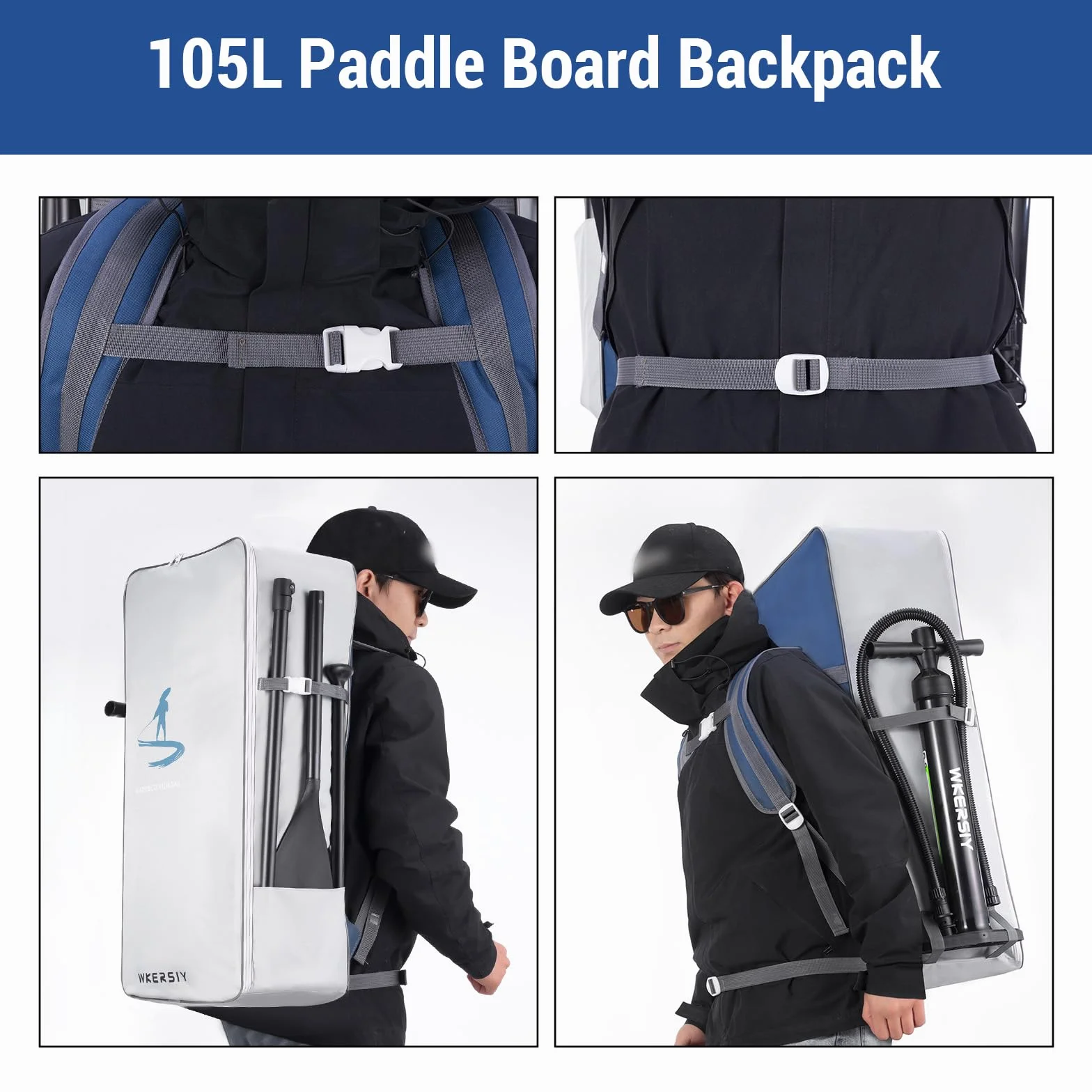 Kavolet Mochila para Paddle Board 105 L, Bolsa Tabla Surf SUP, Mochila Viaje Impermeable Oxford Gran Capacidad