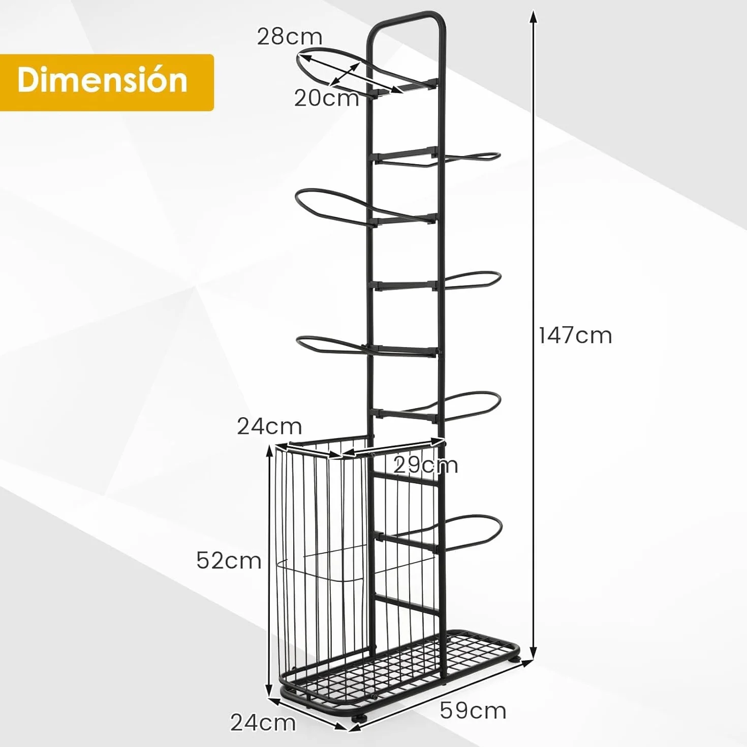 GOPLUS Soporte Universal de 7 Niveles, Estante de Metal para Deportes, Negro
