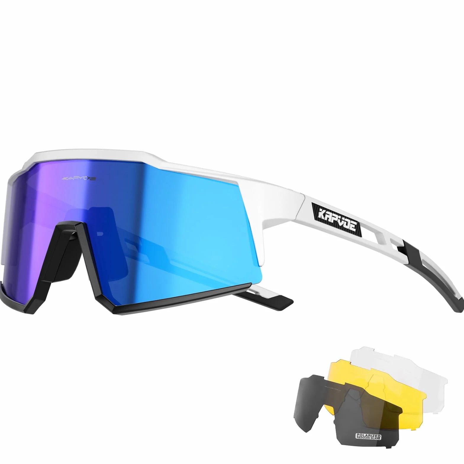 KAPVOE Gafas de Ciclismo Polarizadas K9022 TR90 4 Lentes Intercambiables Deportivas