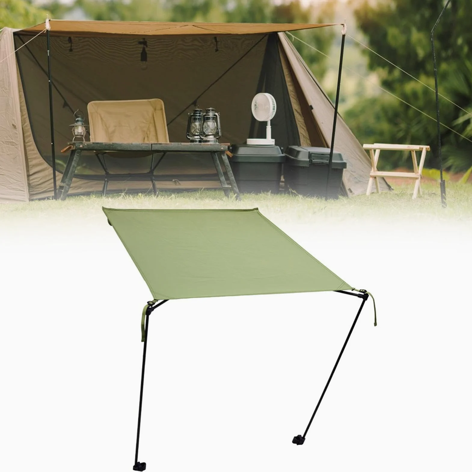 B Baosity Sombra de Silla de Camping Desmontable de Poliéster Resistente con Toldo Portátil Y Mecanismo de Ajuste Rápido Adecuada para Jardín Patio Camping Y, Verde