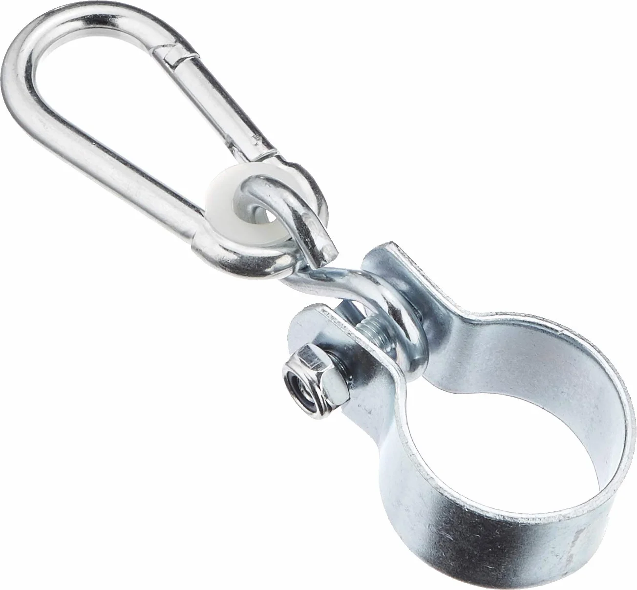 Connex Gancho para columpio, con manguito y mosquetón, Ø 50 mm, 350 kg de capacidad de carga, 2 piezas, galvanizado, gancho para andamios y balanceo neumático, Gautsche/DY270812, plateado
