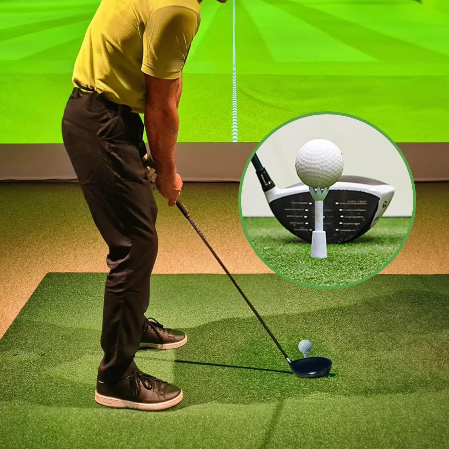 Juego de 3 tees de golf ajustables de goma para esteras, Driving Range y Golf Simulator