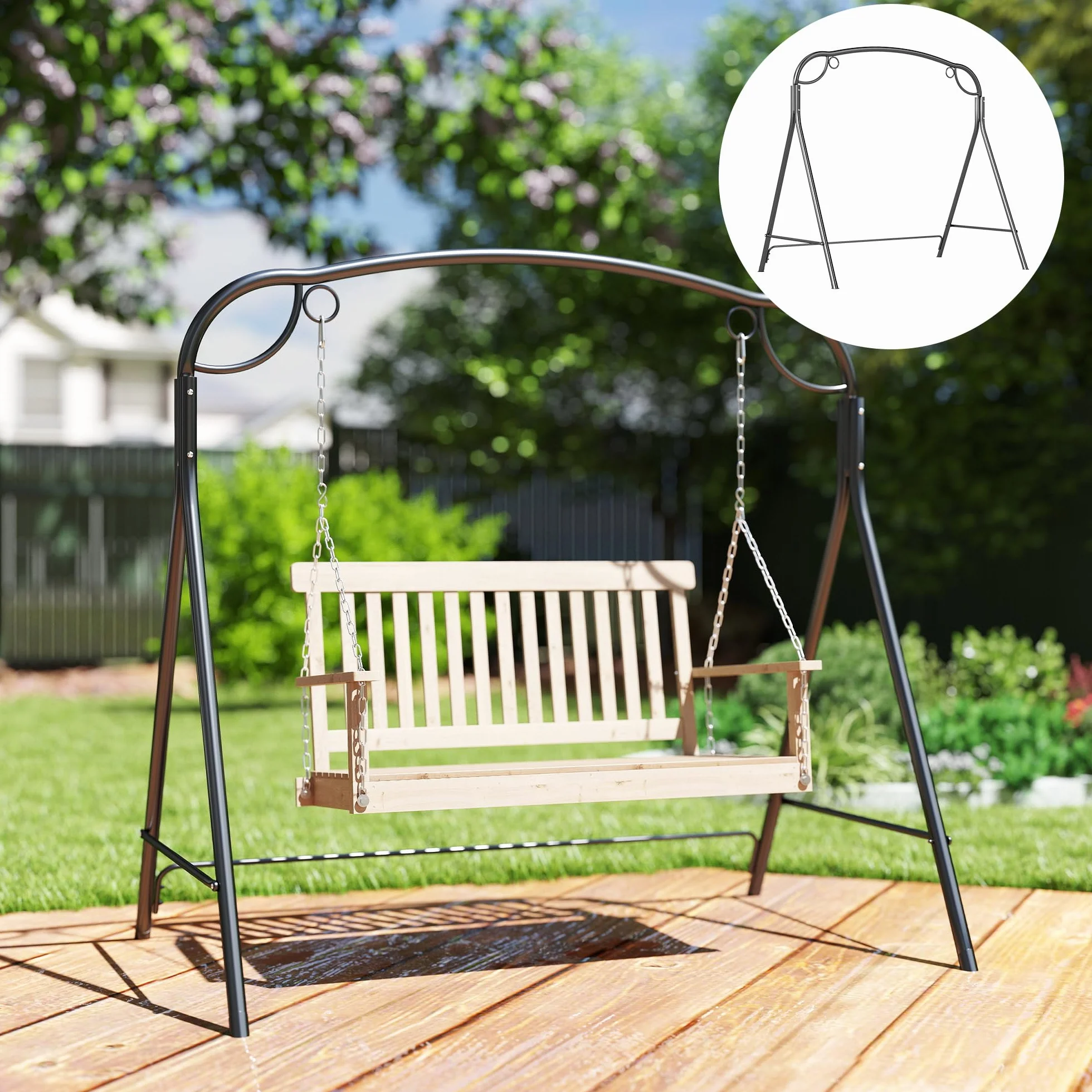 Outsunny Soporte para Columpio de Metal Estructura de Columpio Resistente con Patas en Forma de A Carga 220 kg para Jardín Parque Patio Porche 172x126x170 cm Bronce